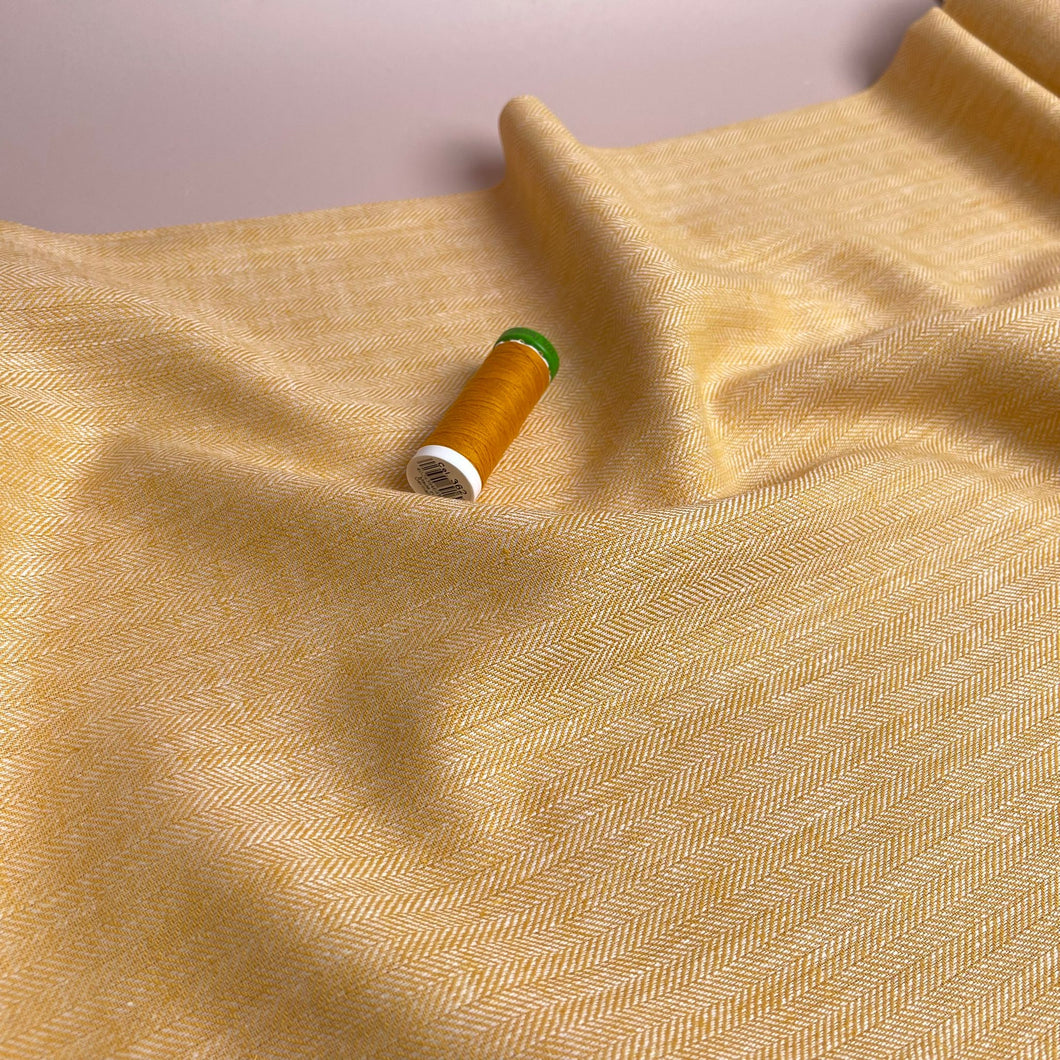 Chevron Yellow Linen Cotton Twill
