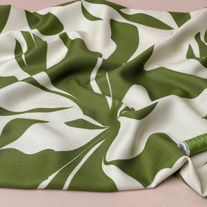 Light & Lush - Bold Leaves in Green Viscose Twill Fabric