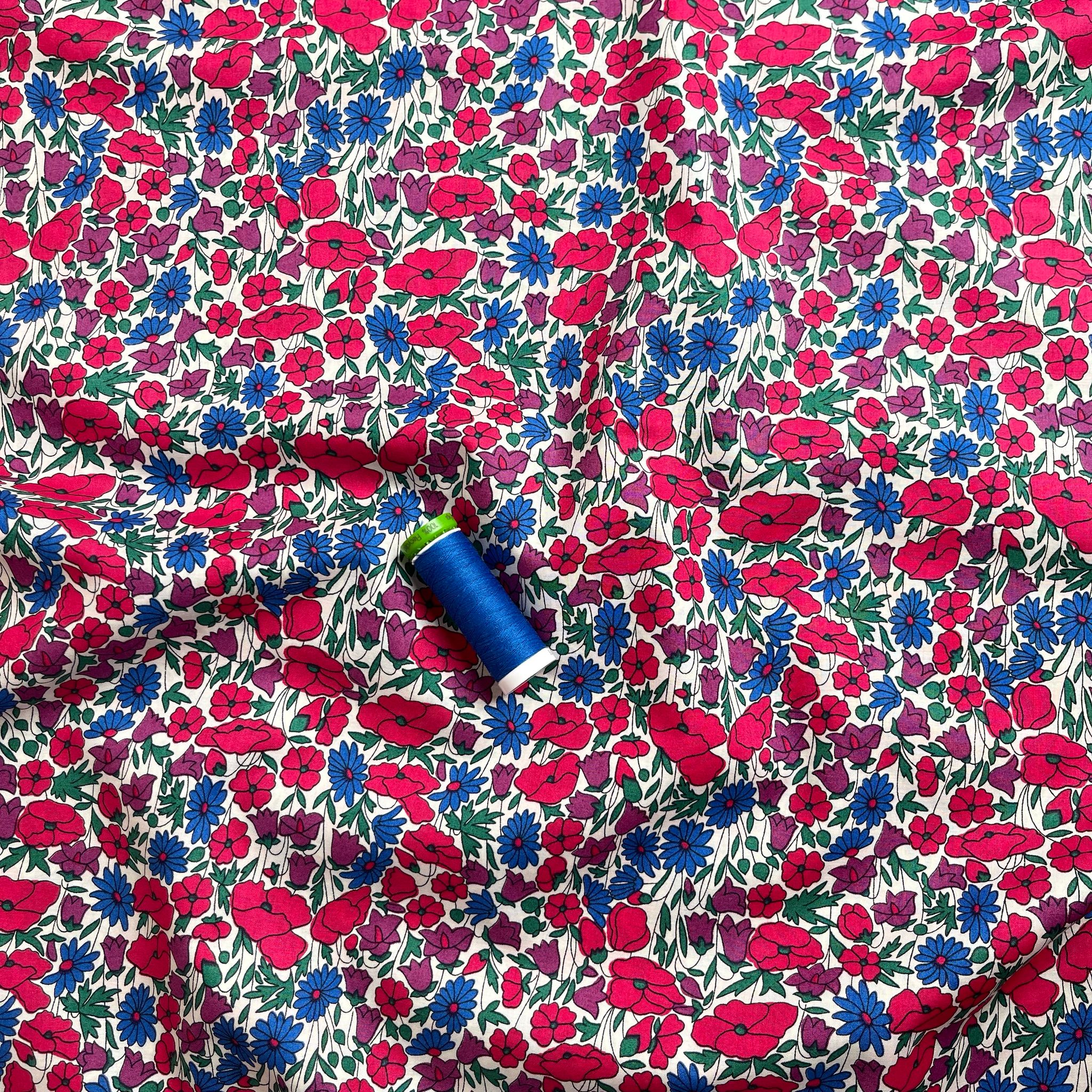 Ditsy Poppy Meadow Cotton Lawn Fabric