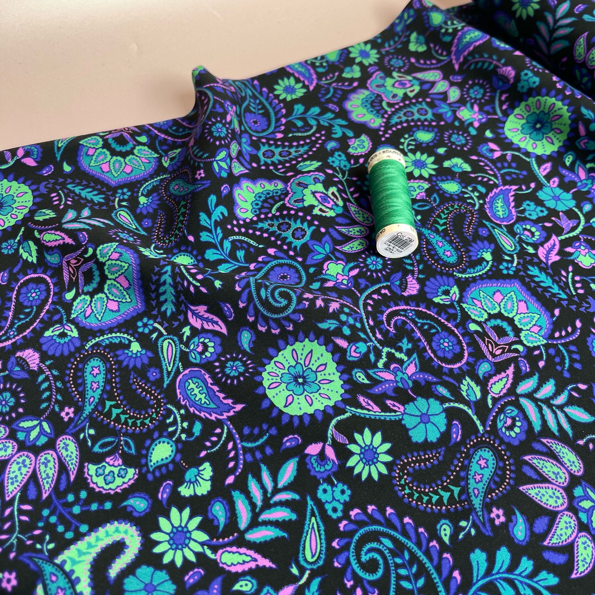 Neon Paisley LENZING™ ECOVERO™ Viscose Fabric