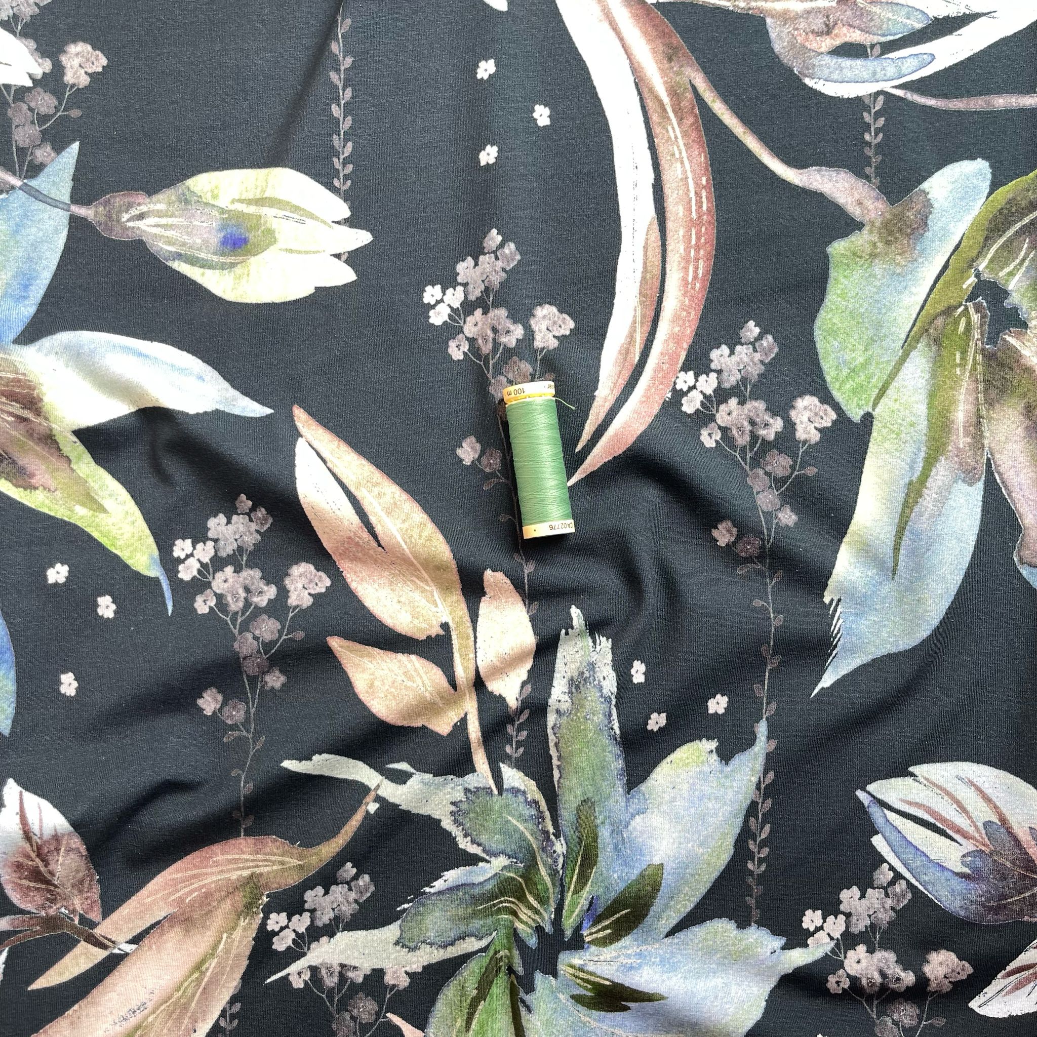 Danish Design - Midnight Blooms Cotton Jersey Fabric