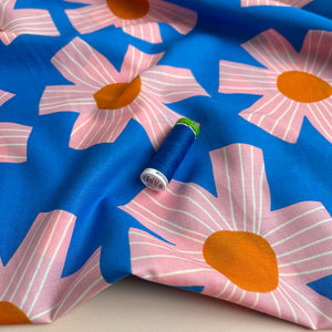 Nerida Hansen - Sunny Days on Coblat Blue Cotton Voile Fabric