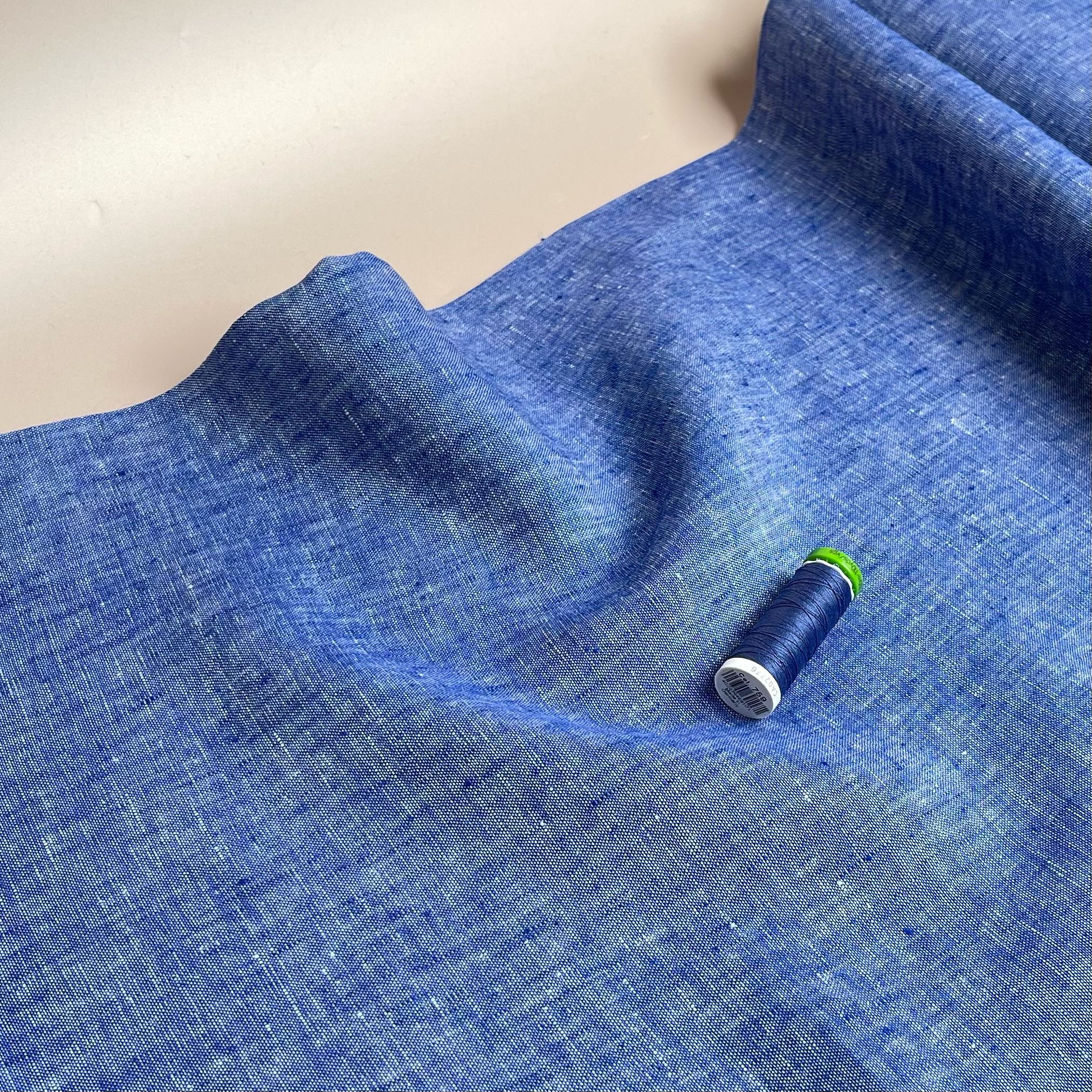 Cobalt Blue Yarn Dyed Pure Linen Fabric