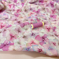 Pink Hydrangea Viscose Linen Fabric