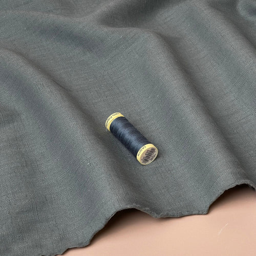 Breeze Slate Blue - Enzyme Washed Linen Cotton Fabric