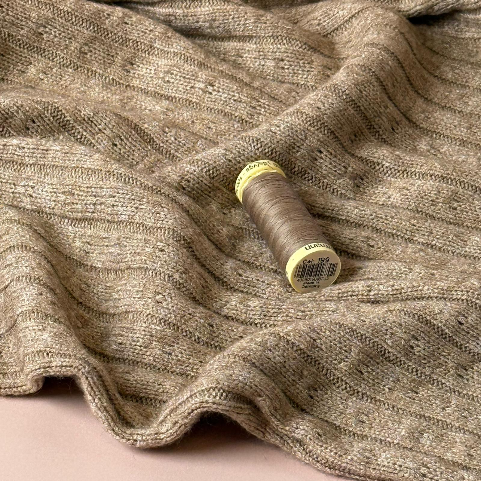 Montreal Rayon Blend Cable Sweater Knit in Camel Melange