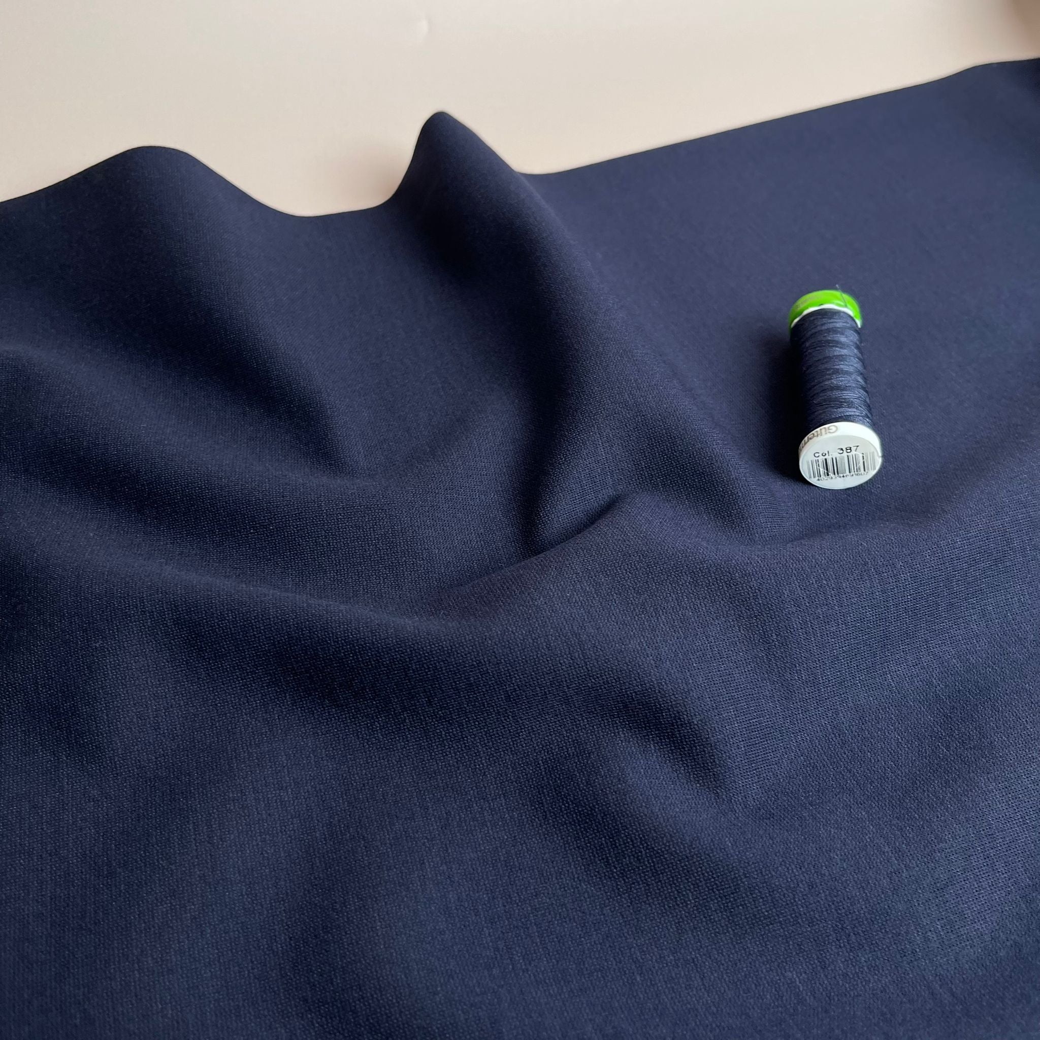 Brushed Viscose Ponte Roma Double Knit Fabric in Navy