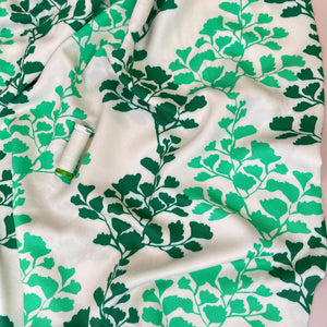 Light & Lush - Emerald Leaves Viscose Twill Fabric