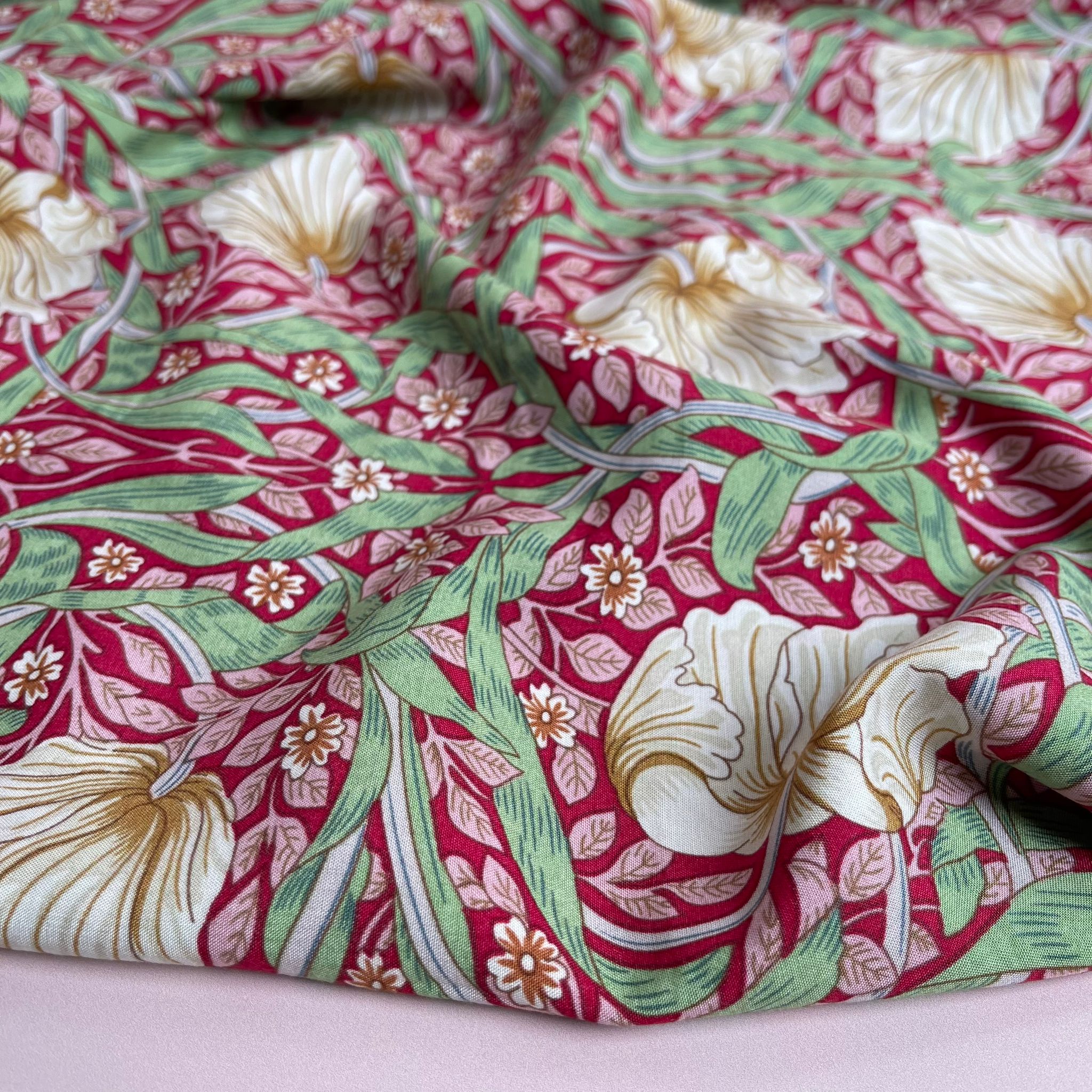 Morris Crimson Viscose Fabric