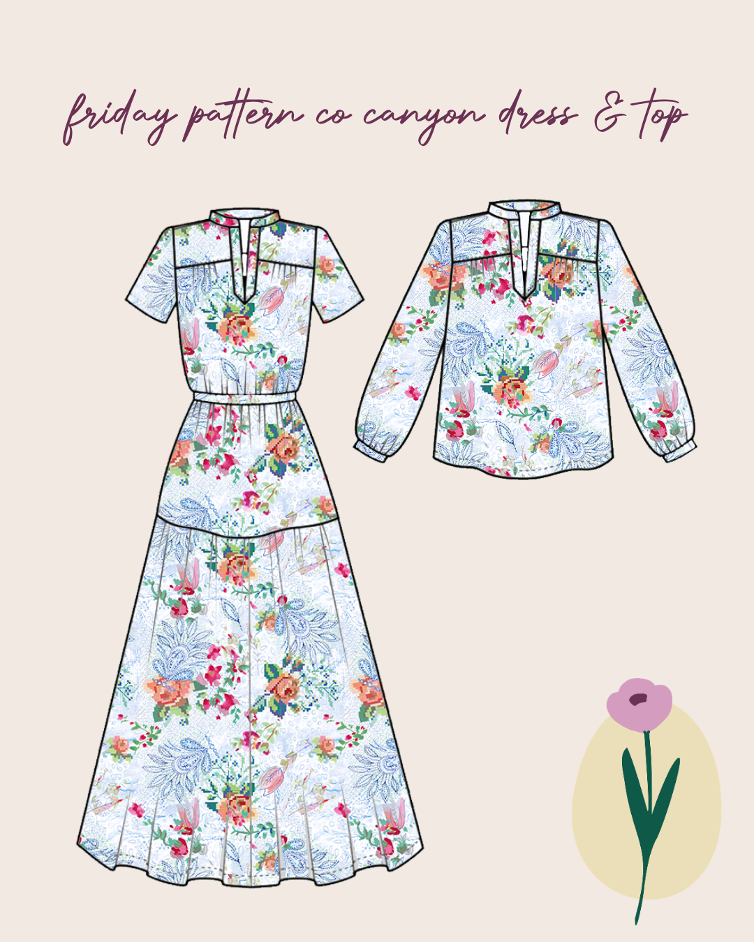 Sewing Kit - The CANYON Dress & Top in Vintage Lace Linen Viscose Blend
