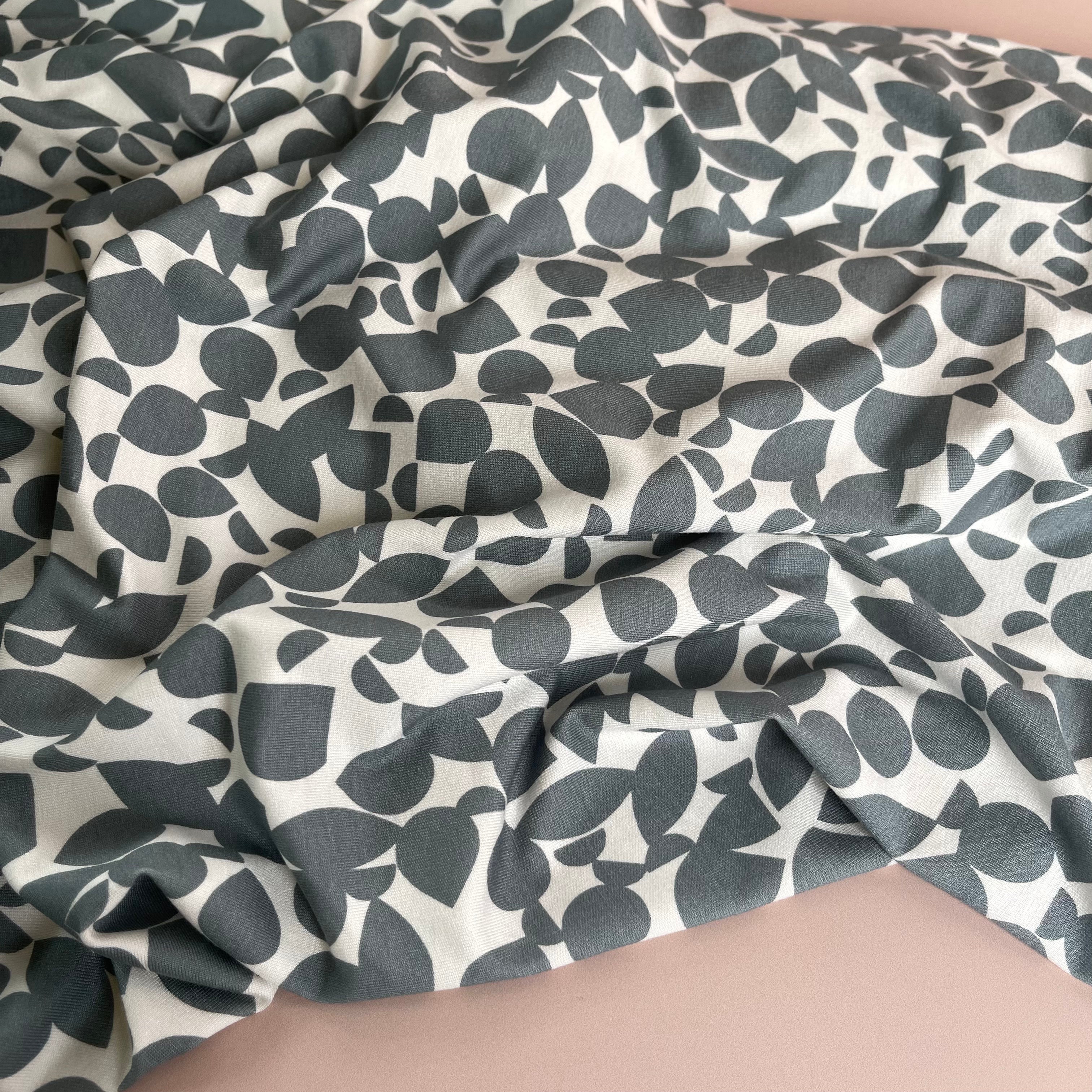 Shapes in Slate Green Viscose Jersey Fabric