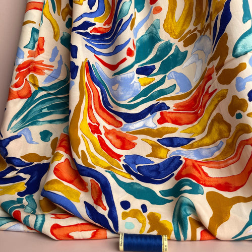REMNANT 0.35 Metre - Painterly Joy Viscose Poplin Fabric