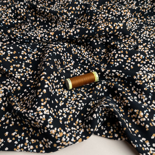 REMNANT 1.32 Metres -  Rosella Speckles Black Stretch Viscose Twill Fabric