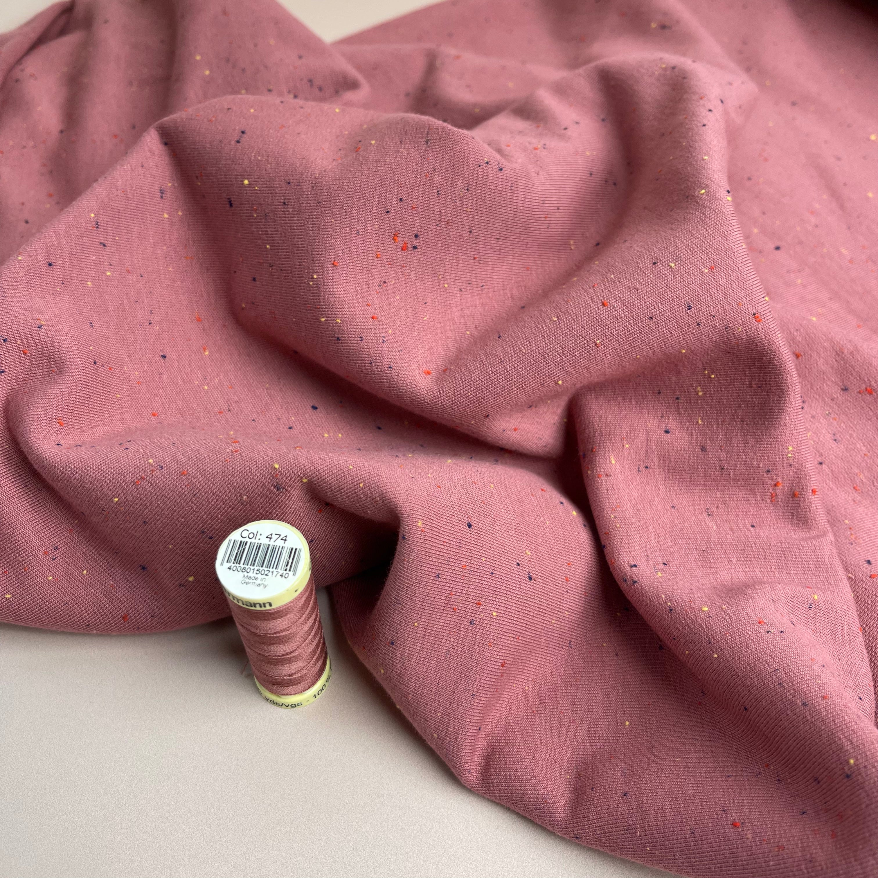 REMNANT 1.82 Metres - Cosy Colours in Blush with multi Flecks Sweat-Shirting