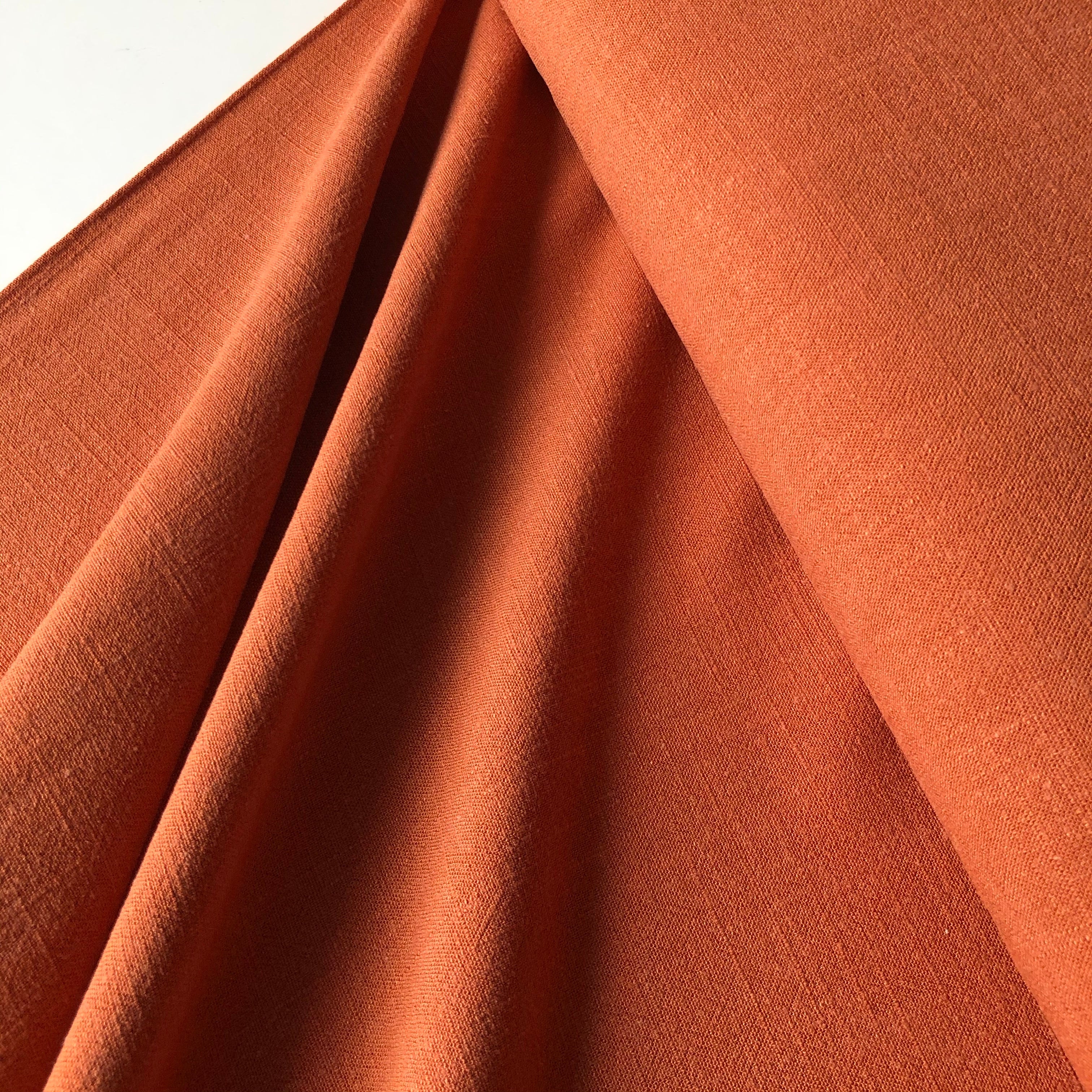 REMNANT 0.86 Metre - Flow Rust Viscose Linen Blend Dress Fabric