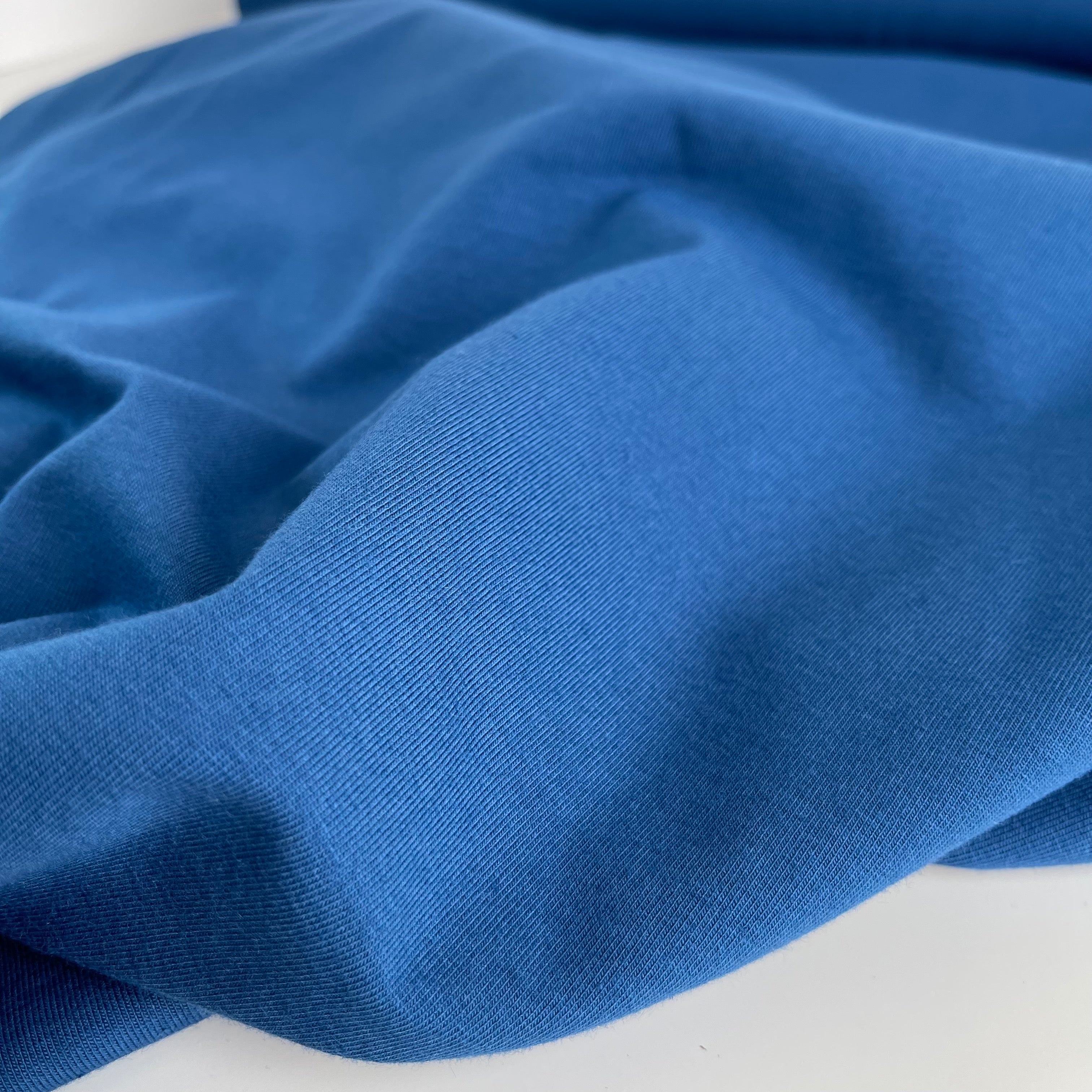 REMNANT 0.32 Metres - Essential Chic Sailor Blue Solid Cotton Jersey Fabric