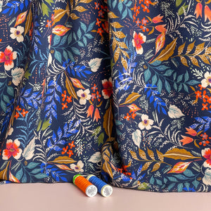 REMNANT 0.7 Metre - Atelier Jupe - Blue Autumn Print Viscose Fabric