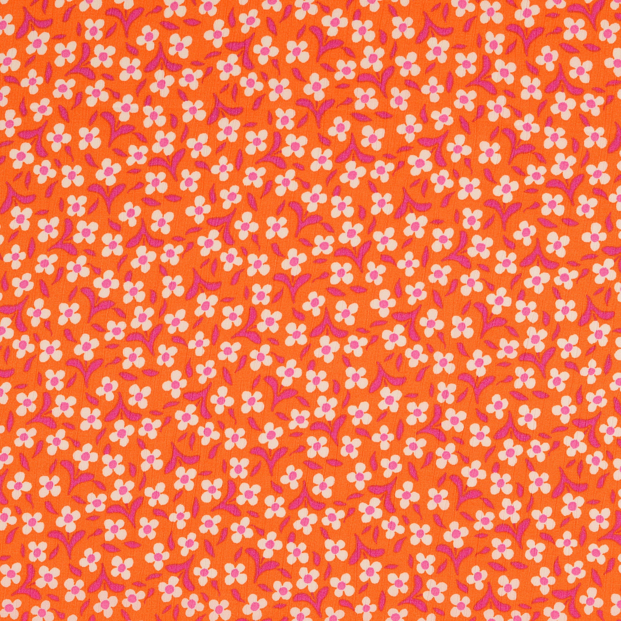 Ditsy Orange Crinkle Viscose Fabric