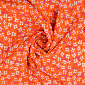 Ditsy Orange Crinkle Viscose Fabric