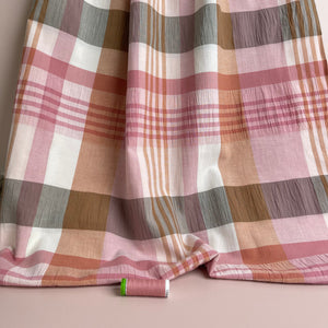 Yarn Dyed Checks in Old Rose Stretch Cotton Fabric