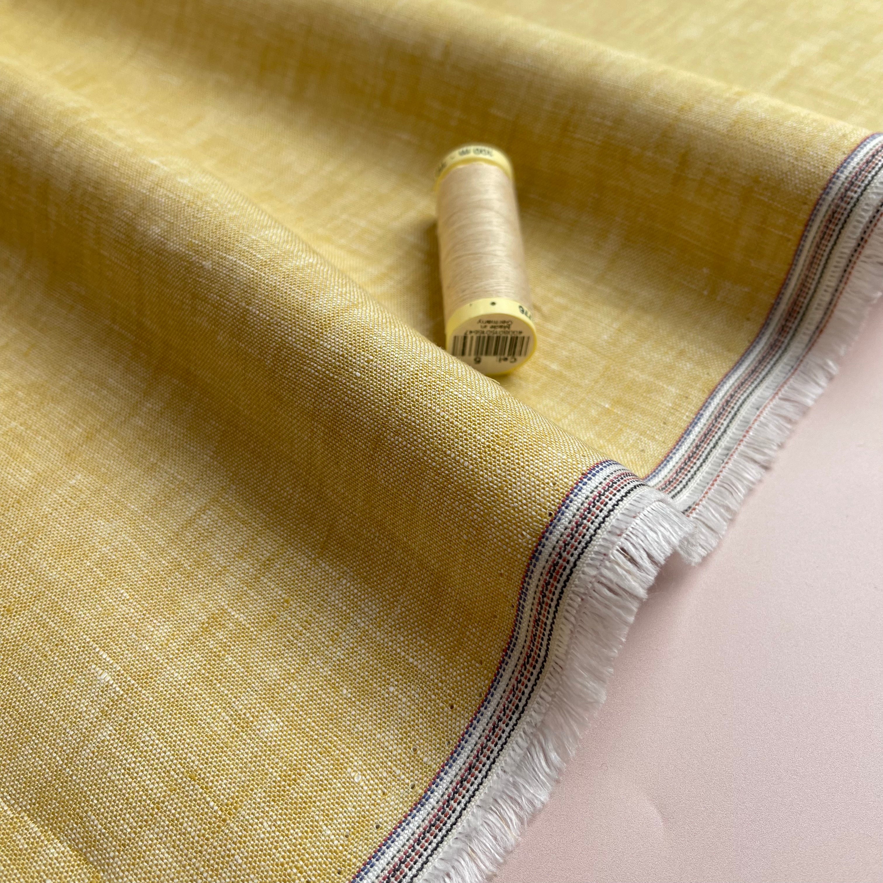 Yellow Yarn Dyed Pure Linen Fabric