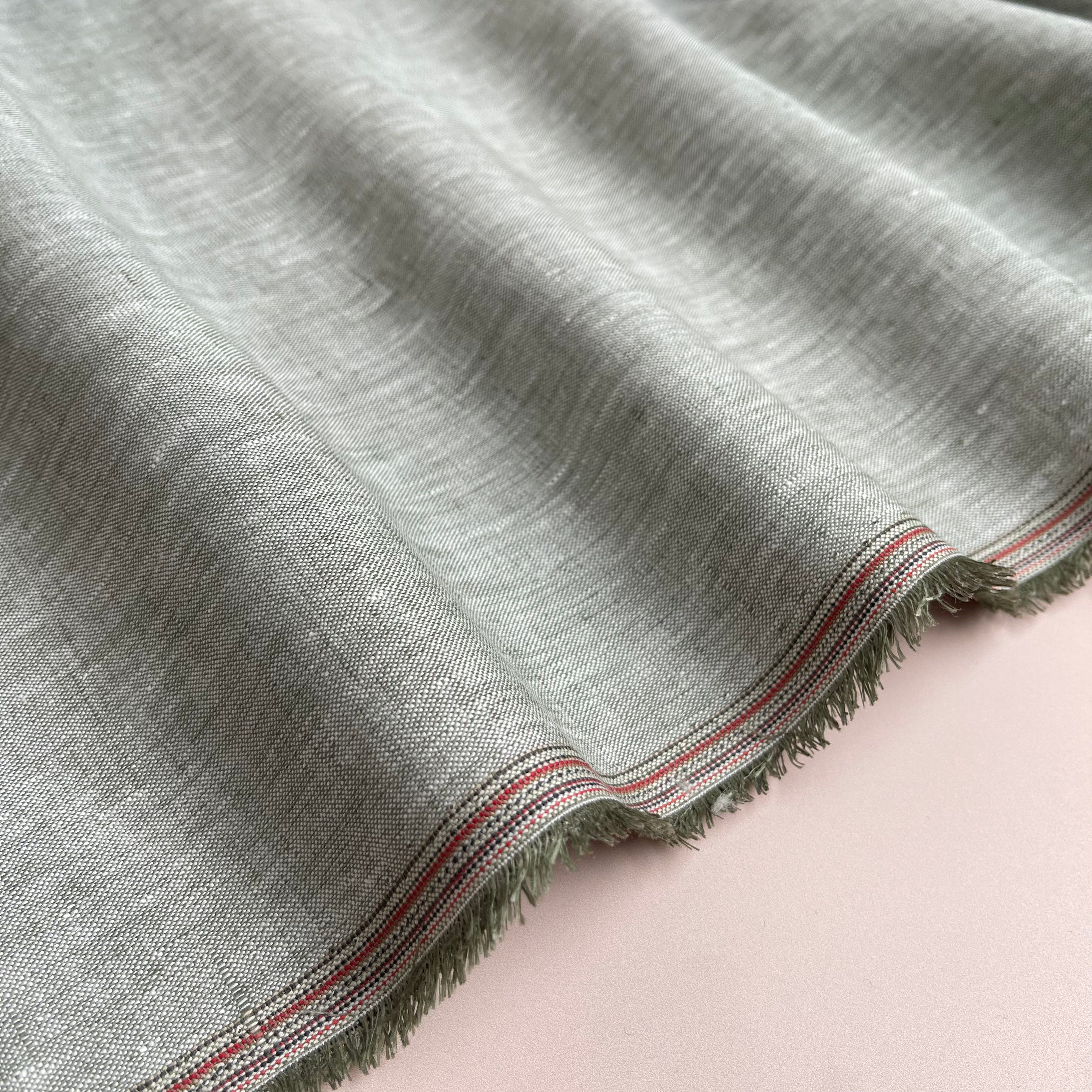 Light Olive Yarn Dyed Pure Linen Fabric