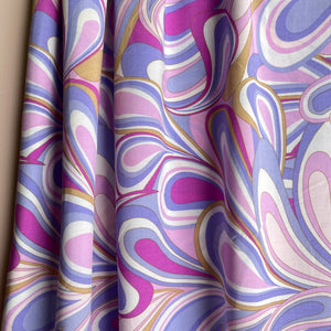 REMNANT 1.57 Metres - Abstract Waves Lilac Viscose Poplin Fabric