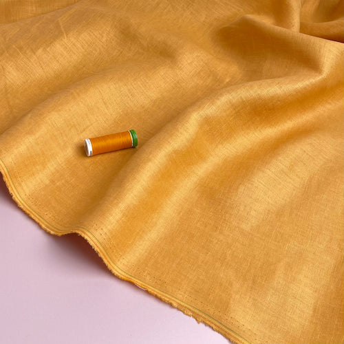 Marigold Yellow Pure Linen Fabric