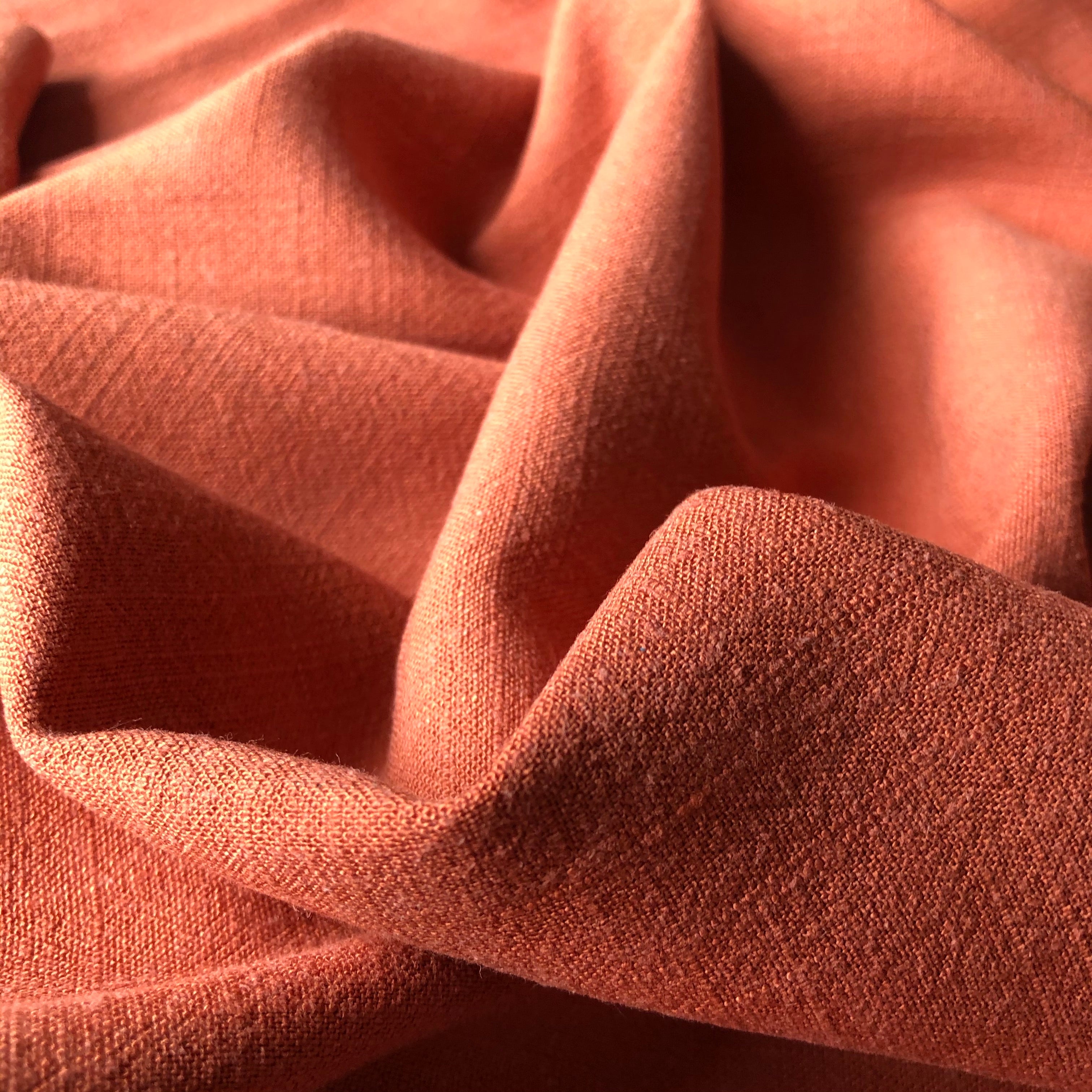 REMNANT 0.86 Metre - Flow Rust Viscose Linen Blend Dress Fabric