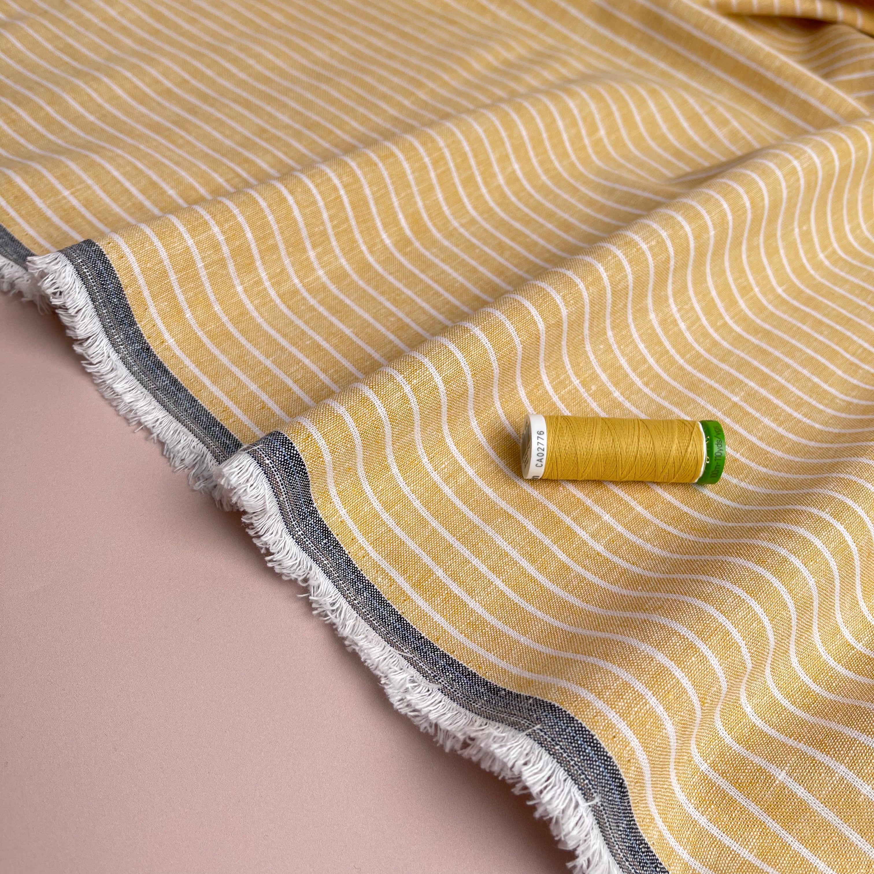 Stripe Yellow Linen Cotton Fabric