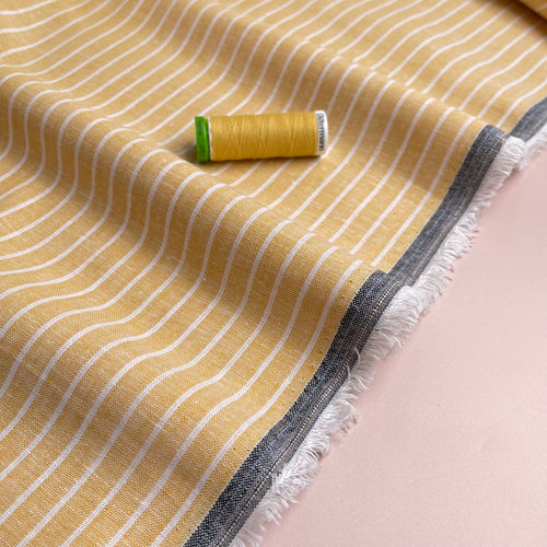 Stripe Yellow Linen Cotton Fabric