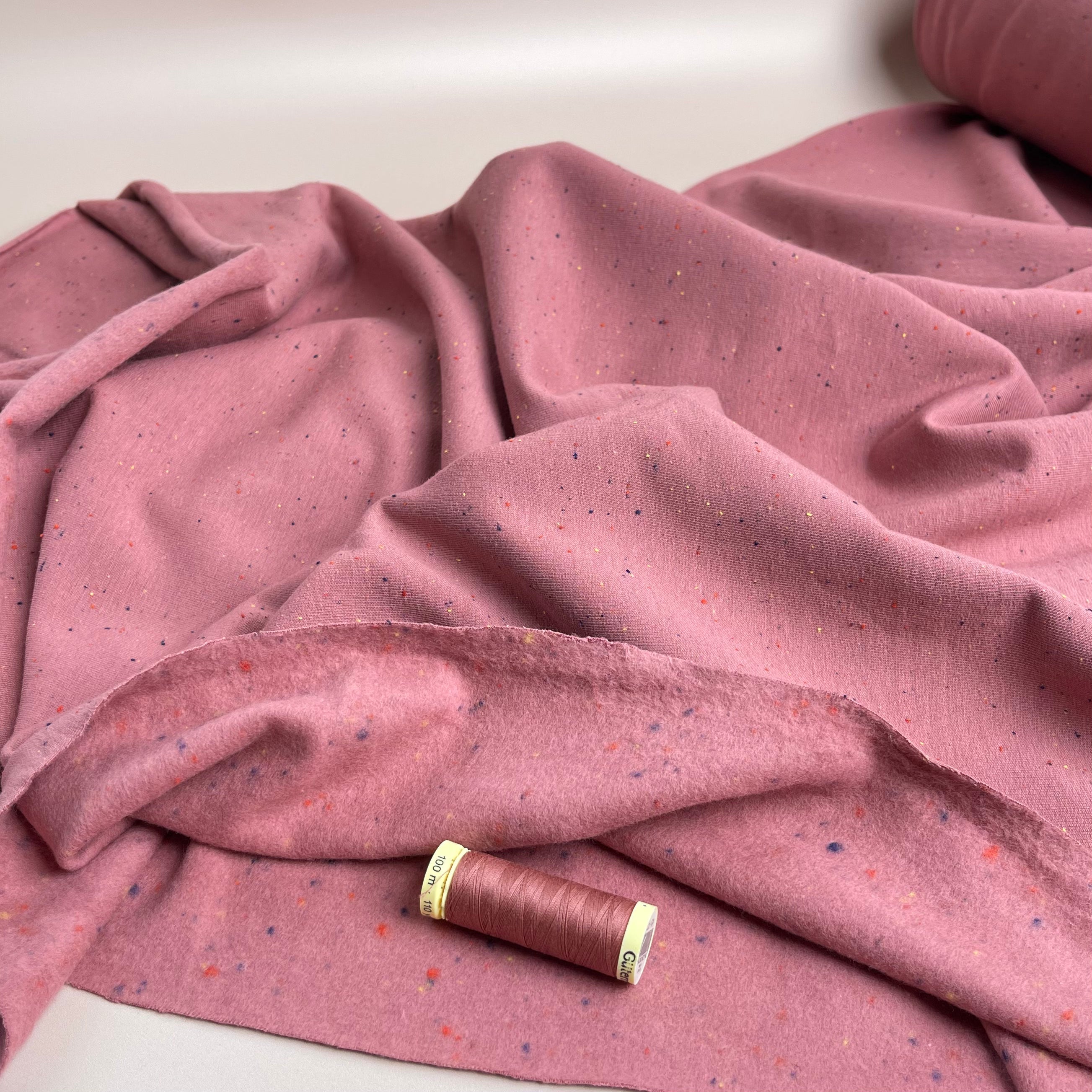 REMNANT 1.82 Metres - Cosy Colours in Blush with multi Flecks Sweat-Shirting