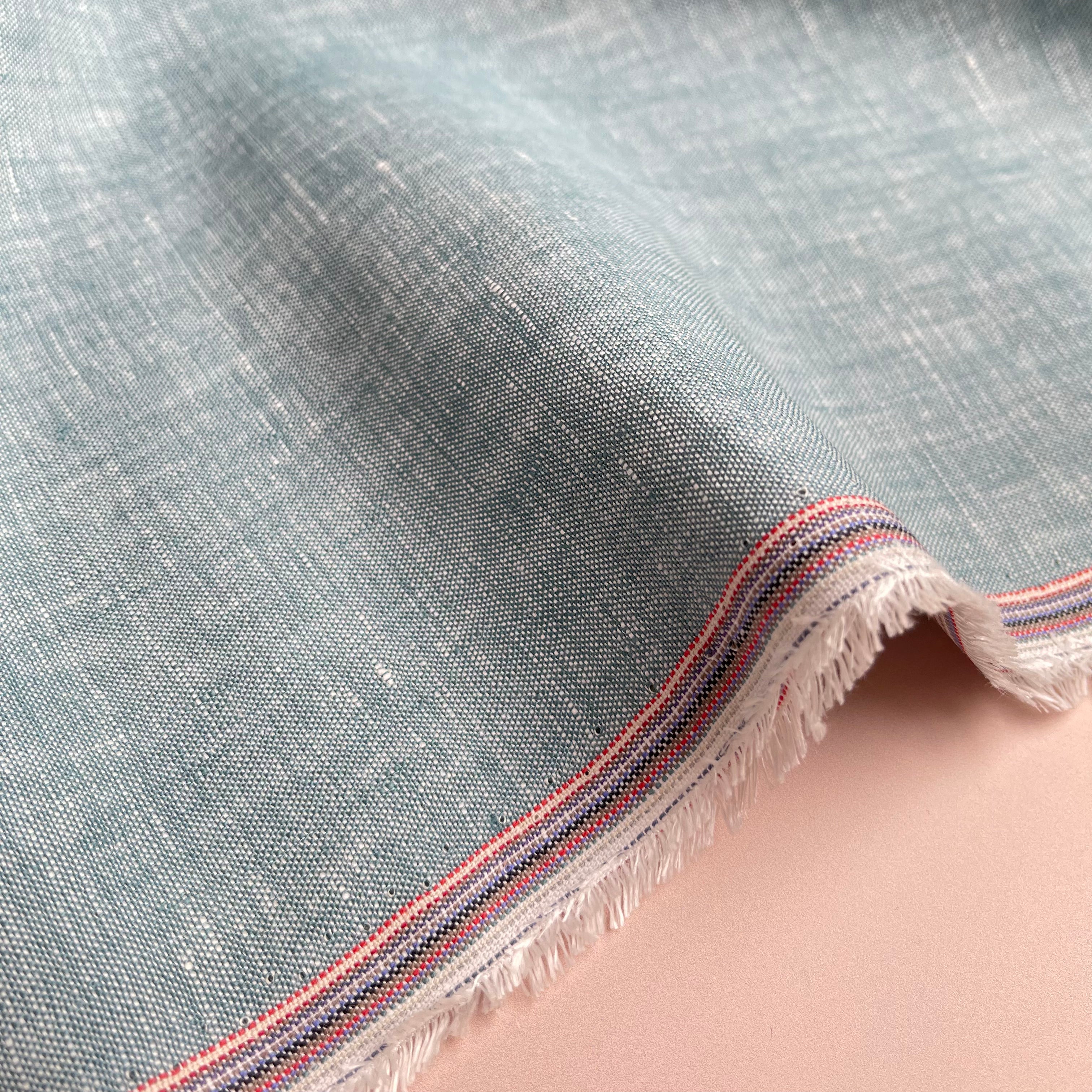 Sea Blue Yarn Dyed Pure Linen Fabric