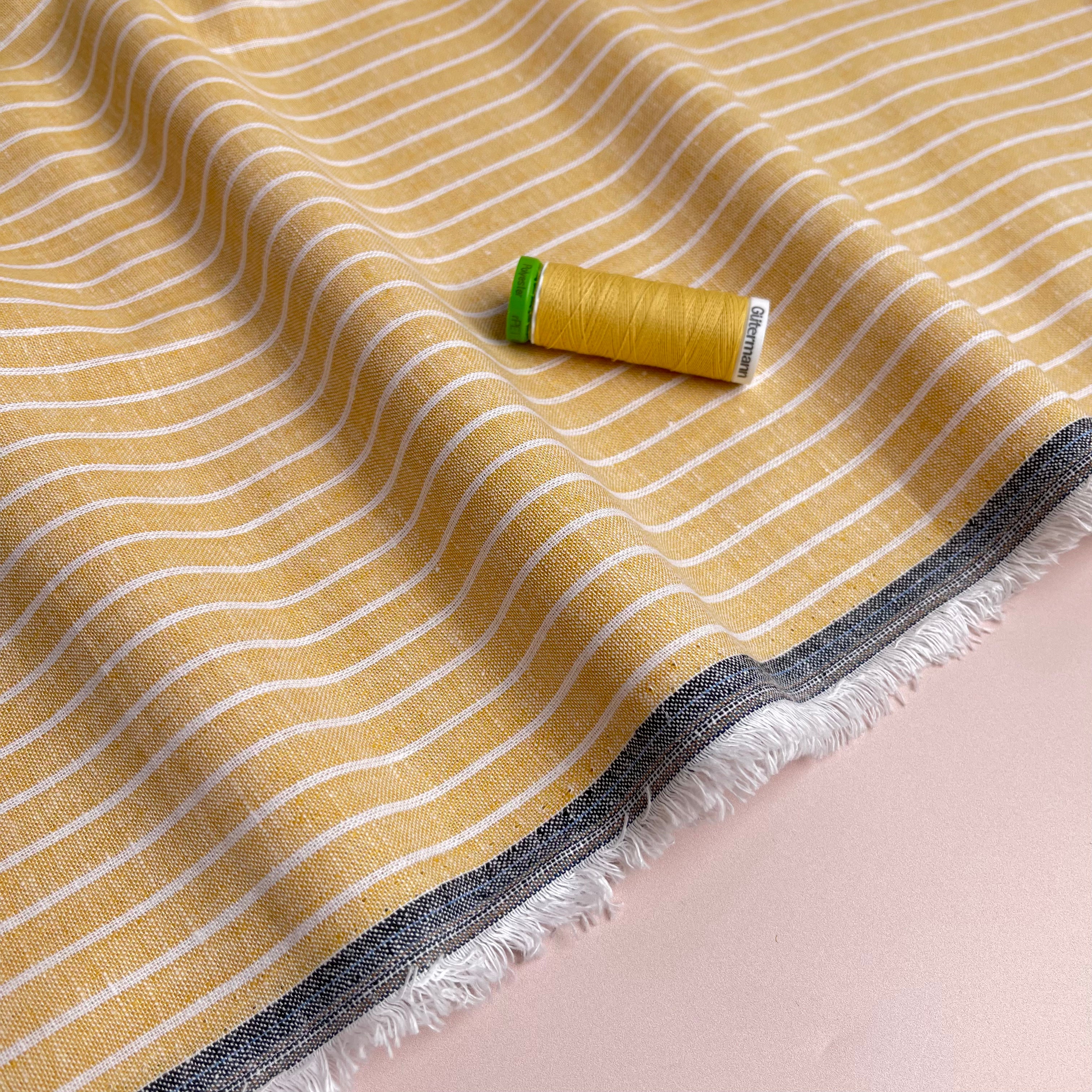 Stripe Yellow Linen Cotton Fabric
