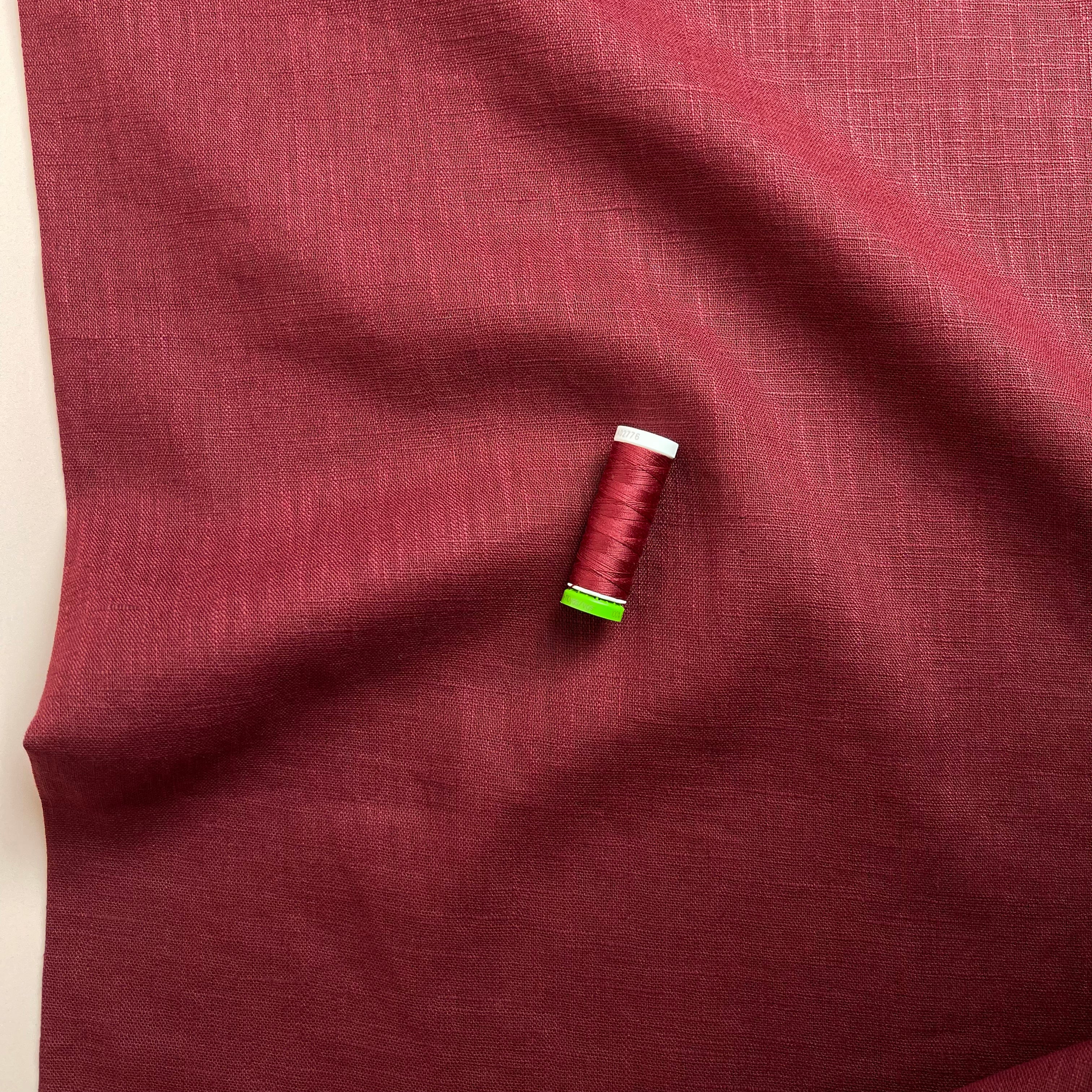 REMNANT 0.44 Metre - Breeze Burgundy - Enzyme Washed Pure Linen Fabric