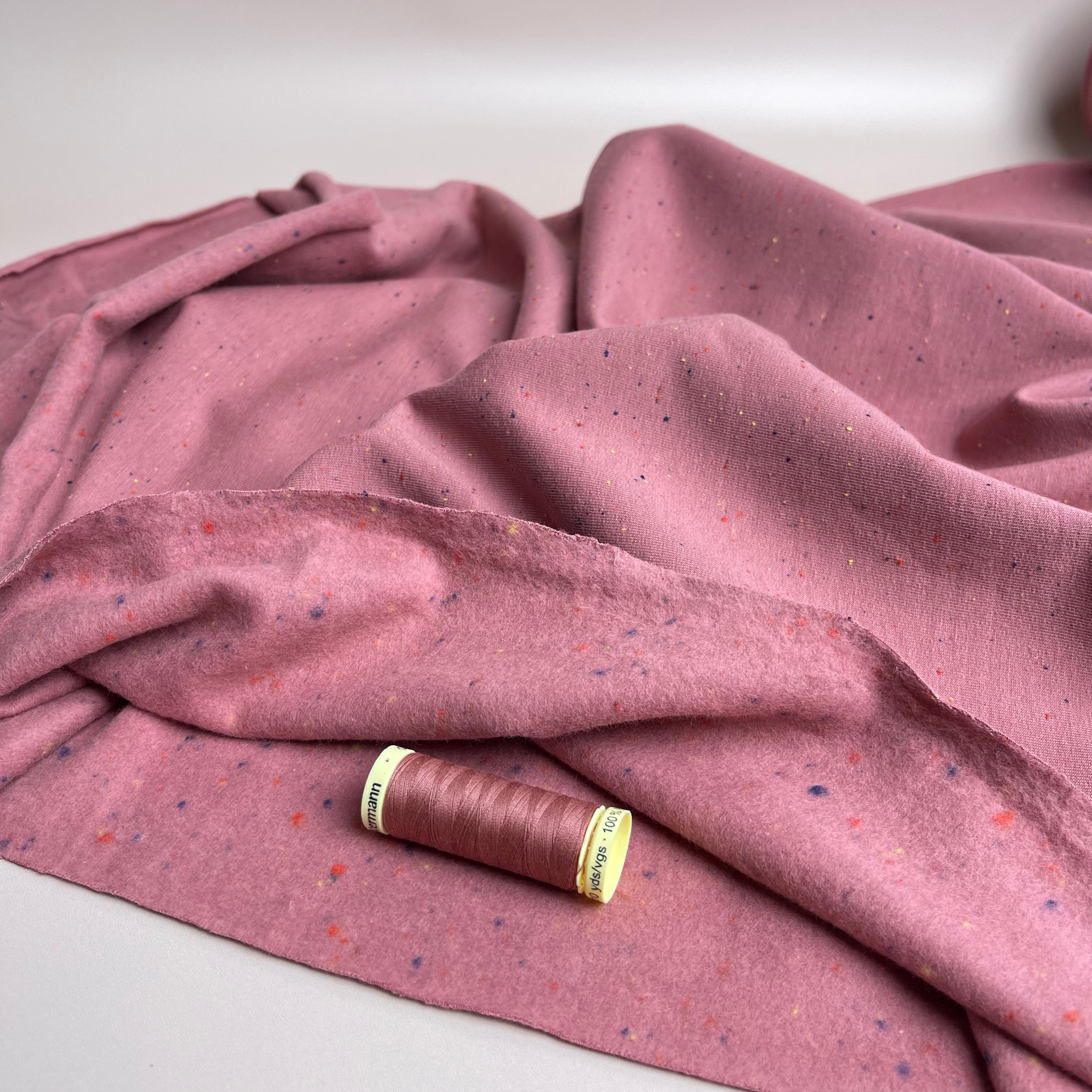 REMNANT 1.82 Metres - Cosy Colours in Blush with multi Flecks Sweat-Shirting