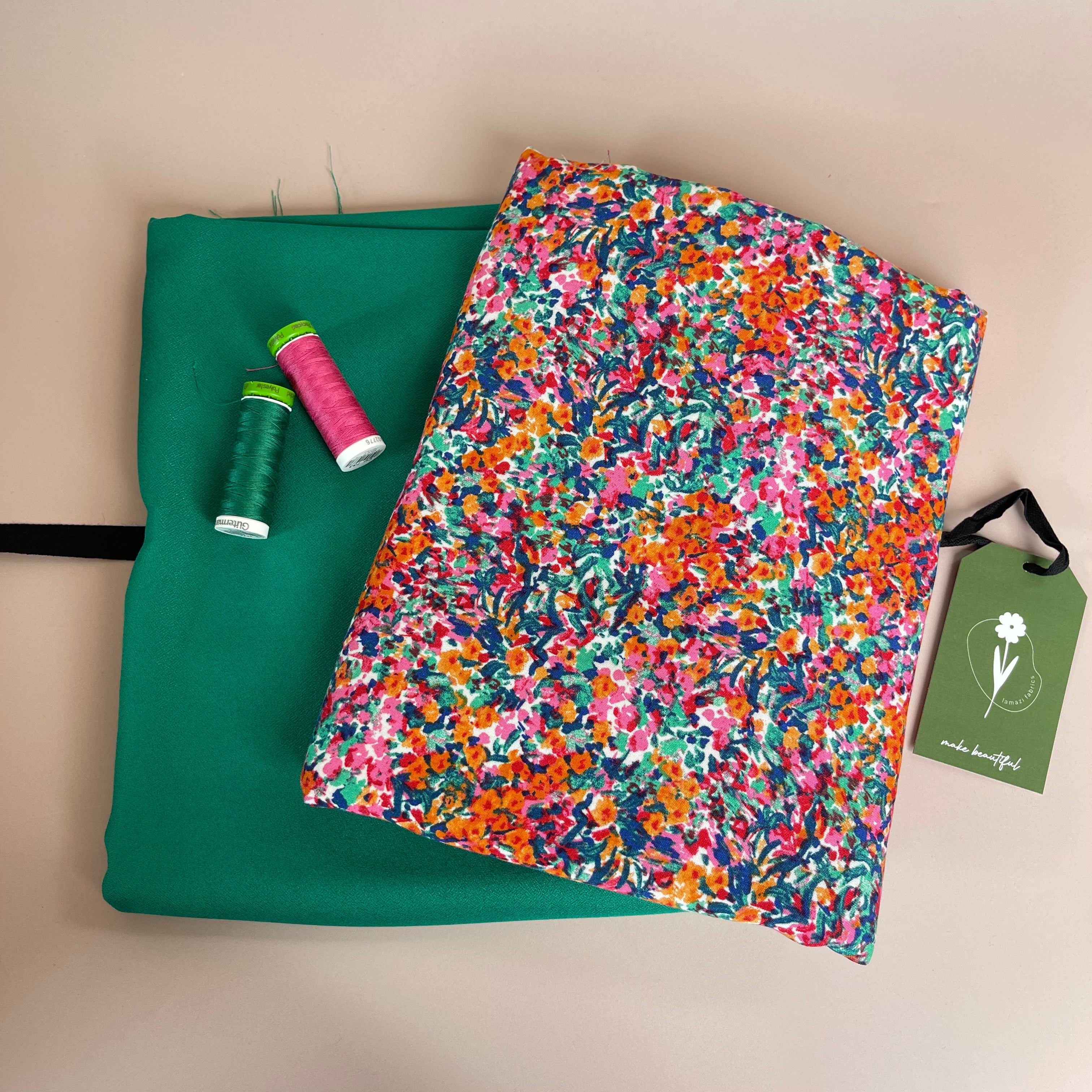 Make an Outfit - Hazy Meadow Viscose with Jolly Green Viscose Crepe Bundle