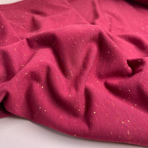 REMNANT 0.31 Metre - Cosy Colours in Berry with multi Flecks Sweat-Shirting