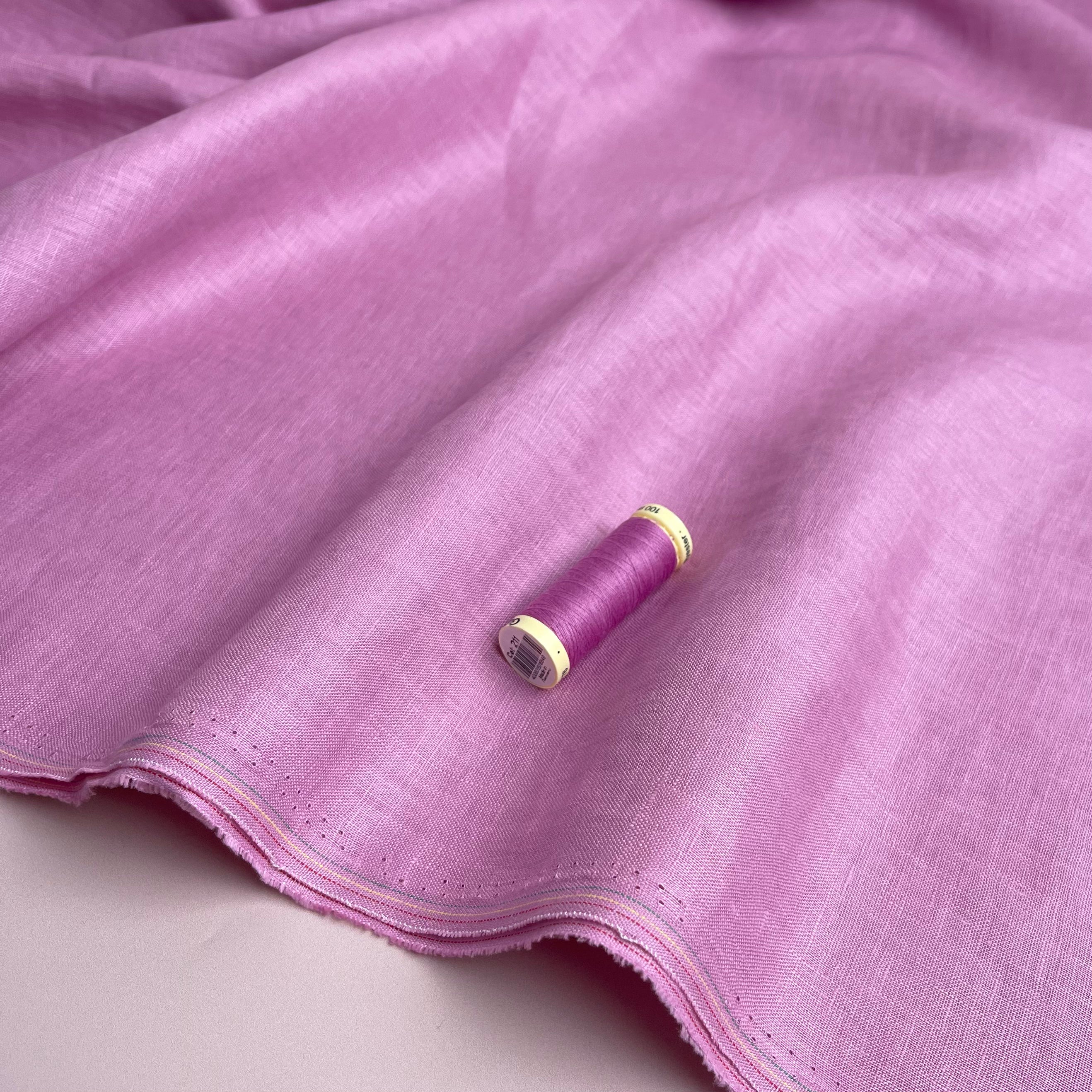 Pink Pure Fine Linen Fabric