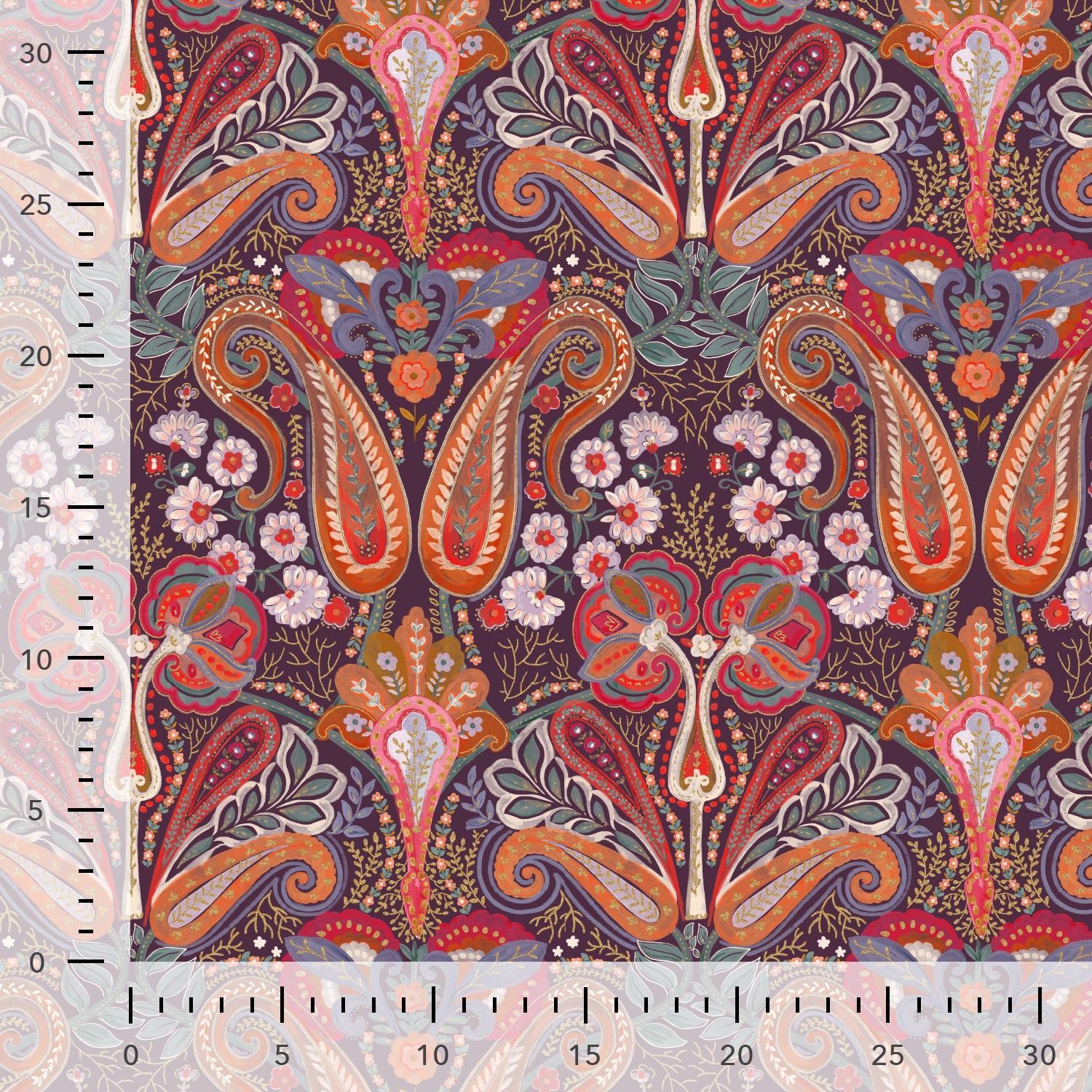 Paisley Burgundy Cotton Needlecord