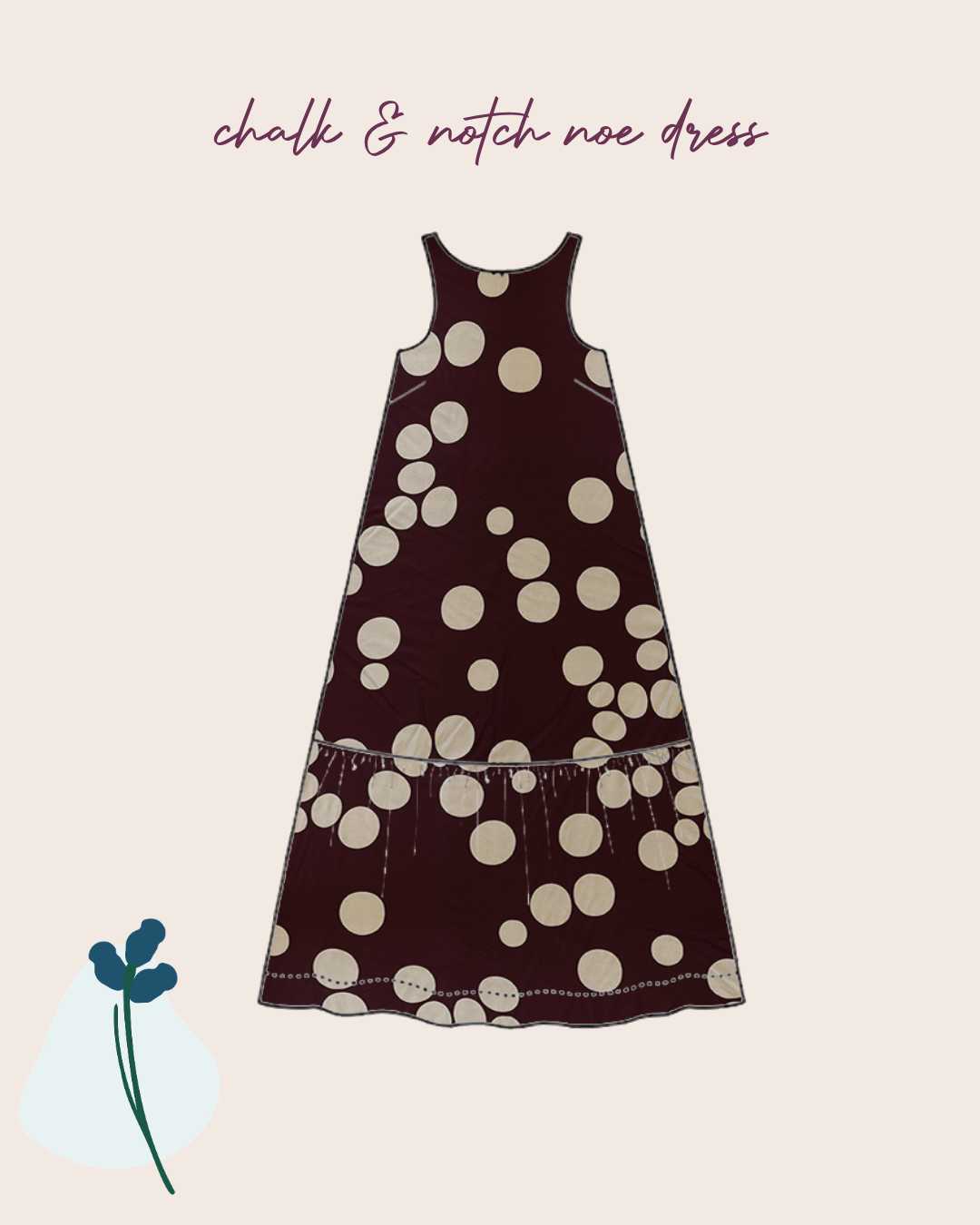 Sewing Kit - Noe Top & Dress in About-A-Dot Mulberry Viscose Crepe