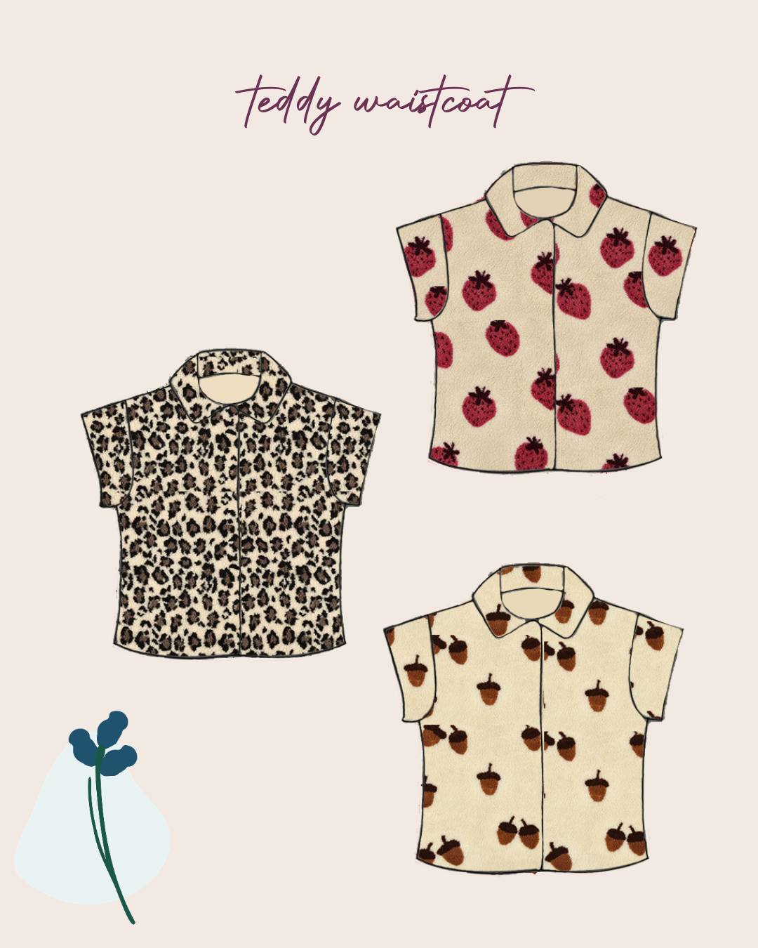 Sewing Kit - Waistcoat in Teddy Fabric (multiple colours and options for adults & kids)