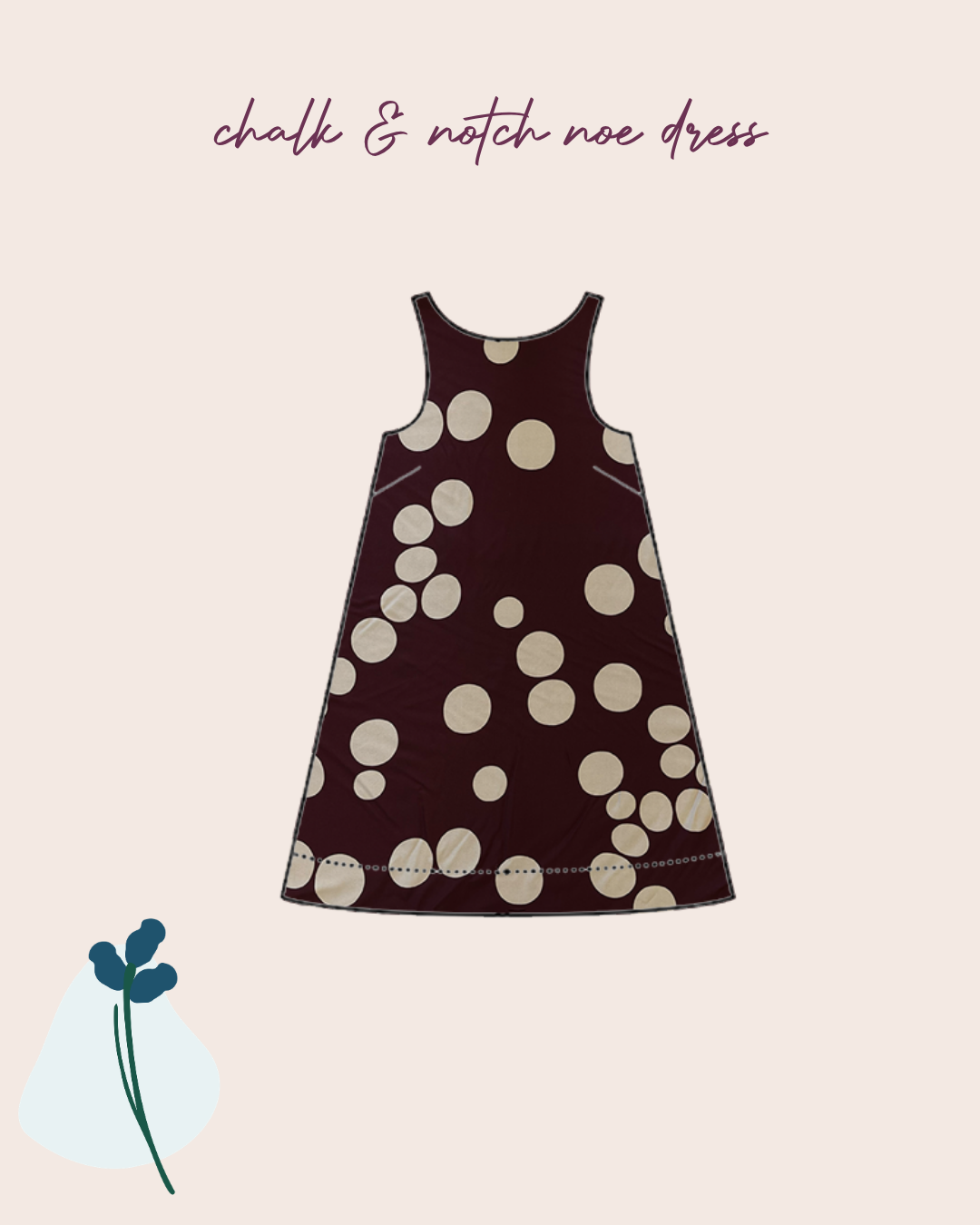 Sewing Kit - Noe Top & Dress in About-A-Dot Mulberry Viscose Crepe