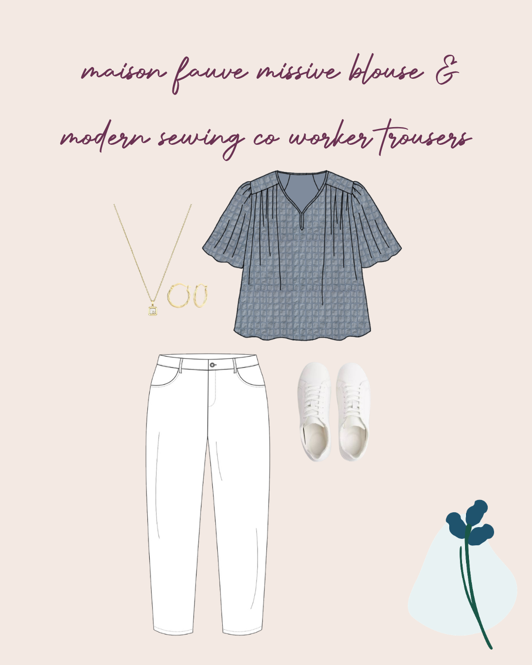 Sewing Kit - The Missive Blouse in Kokka Textured Cottons (multiple colour choices)