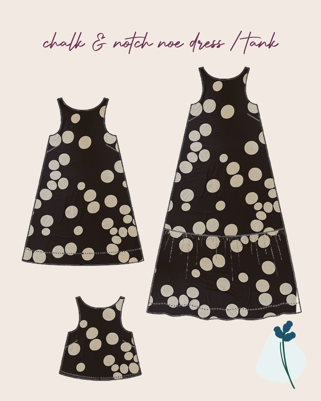 Sewing Kit - Noe Top & Dress in About-A-Dot Umber Viscose Crepe