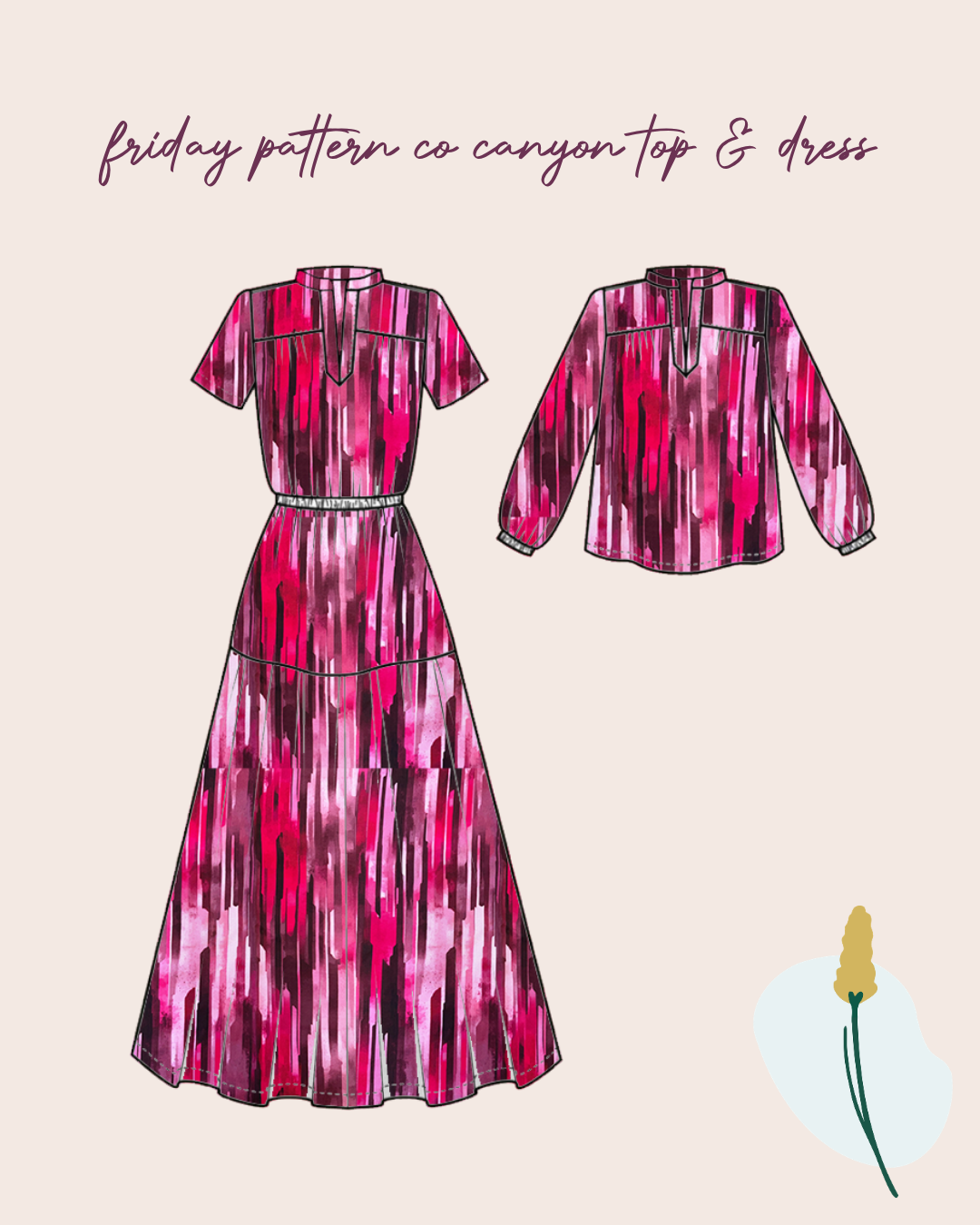 Sewing Kit - The CANYON Dress & Top in Hazy Stripes Viscose Twill Fabric