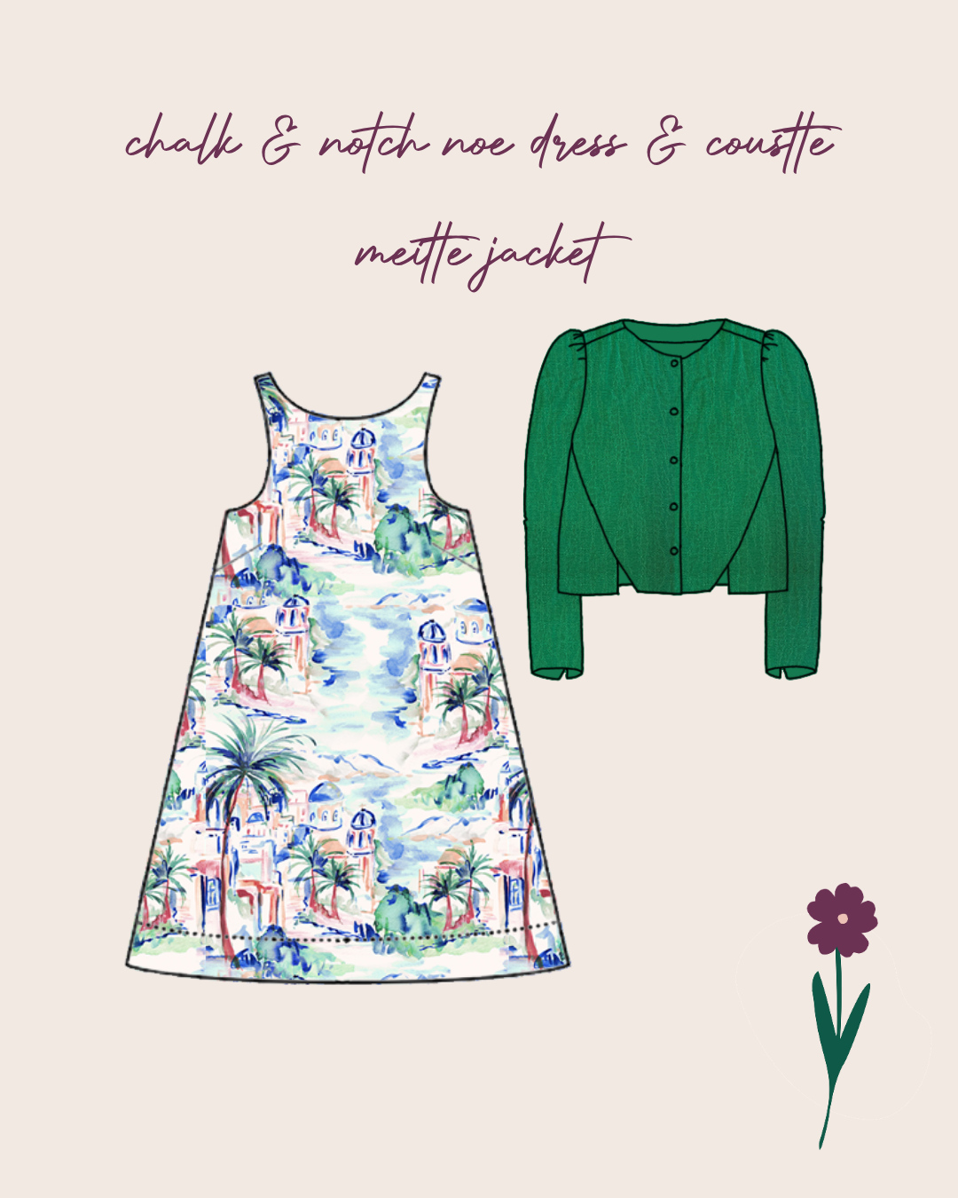 Sewing Kit - Noe Top & Dress in Riviera Landscape Cobalt Linen