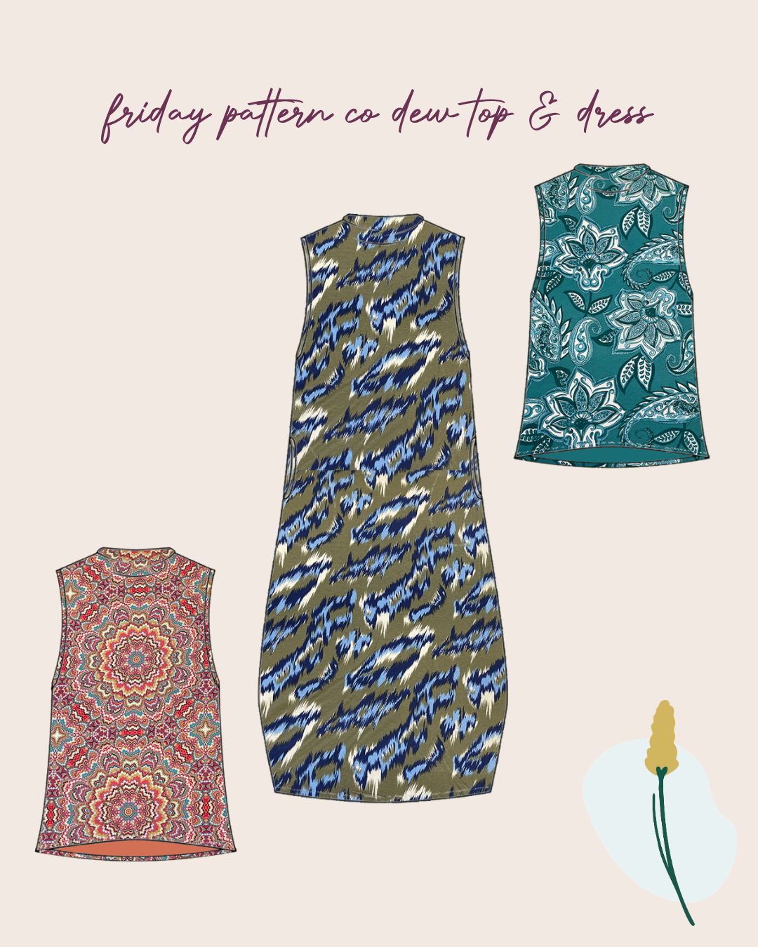 Sewing Kit - Friday Pattern Co Dew Top or Dress Sewing Kit in Viscose Jersey