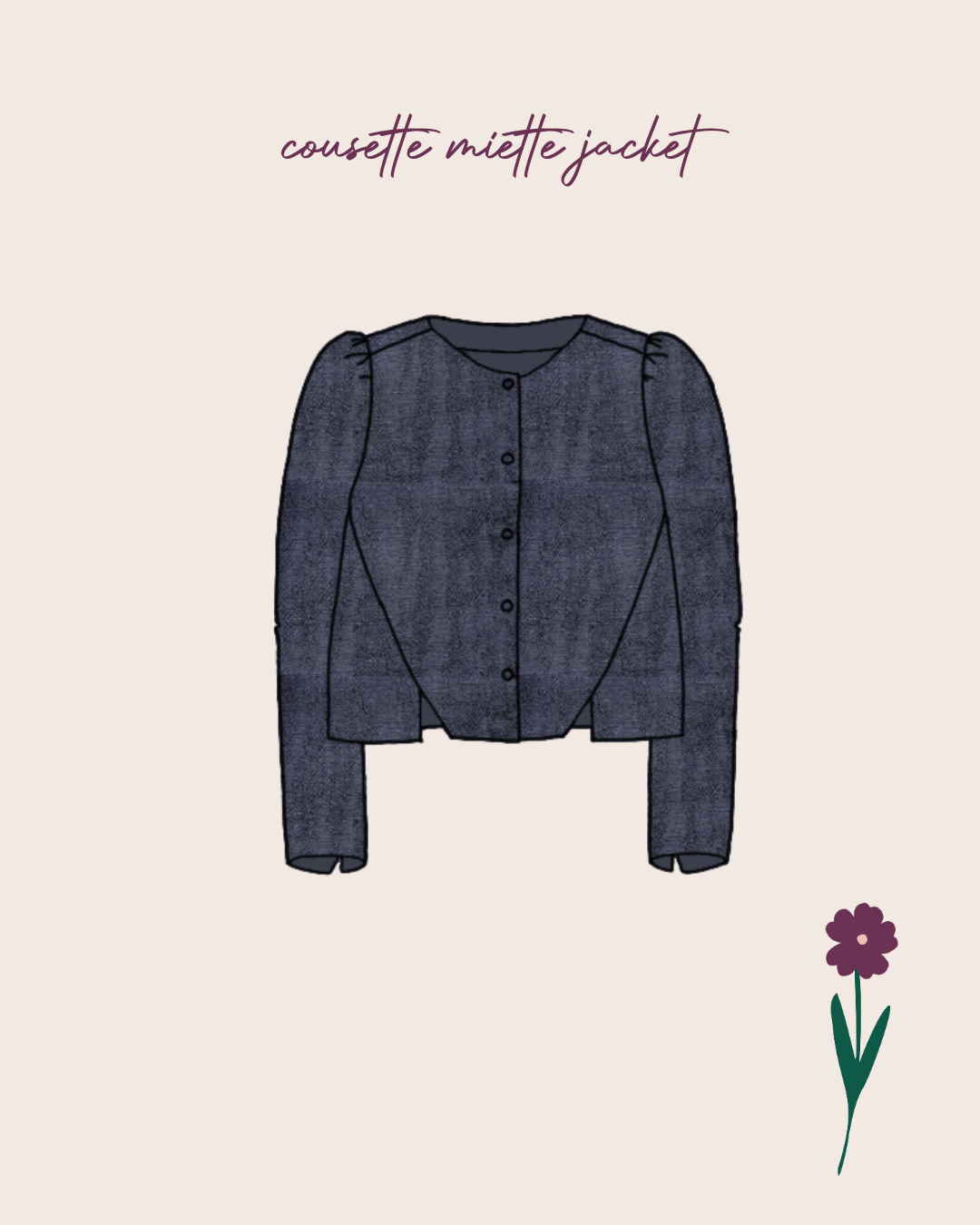 Sewing Kit - Cousette Miette Jacket in Hoya Jacquard fabric (multiple colours)