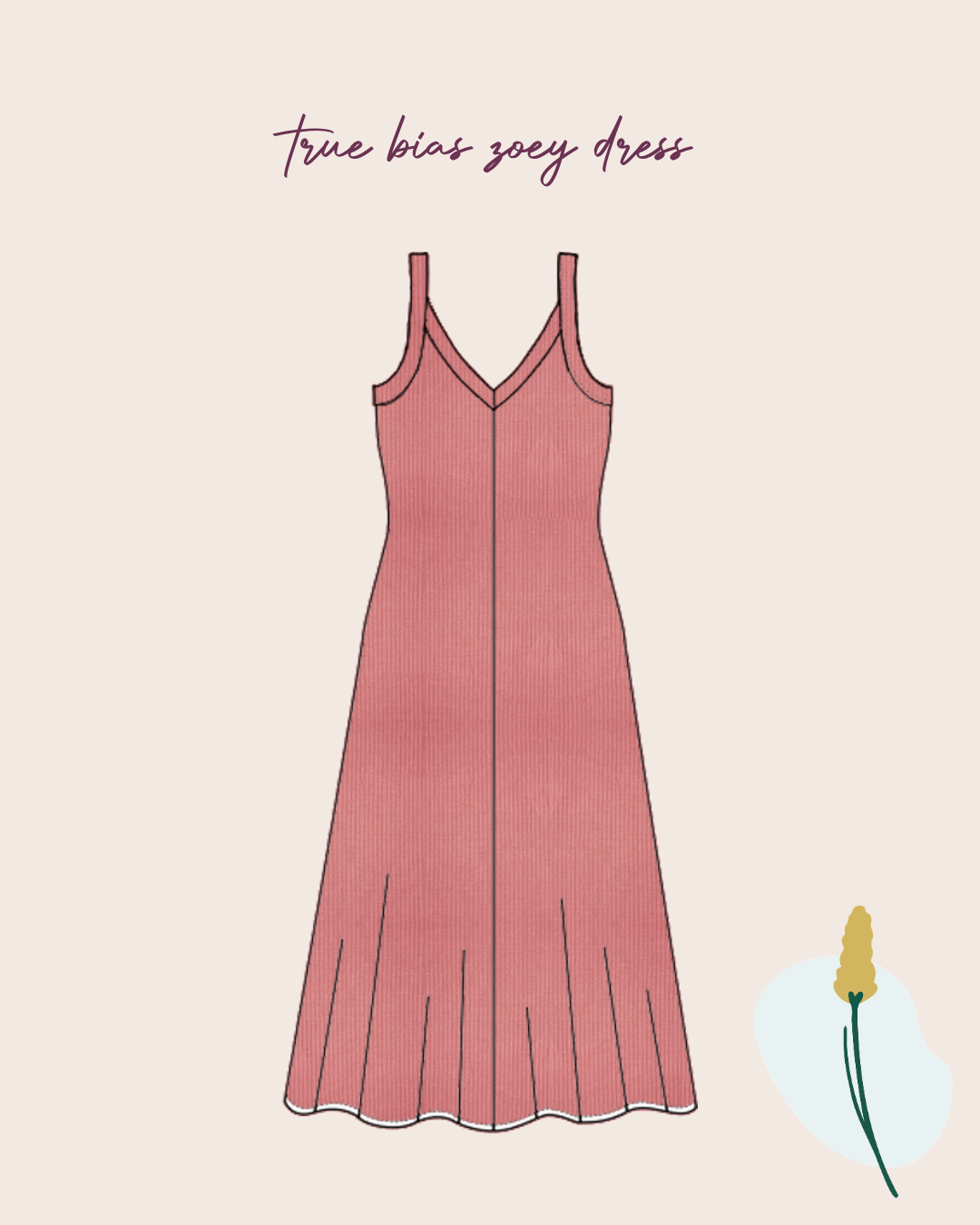 Sewing Kit -True Bias Zoey Tank or Dress Sewing Kit in Derby Rib Knit Jersey (standard sizes 0-18)